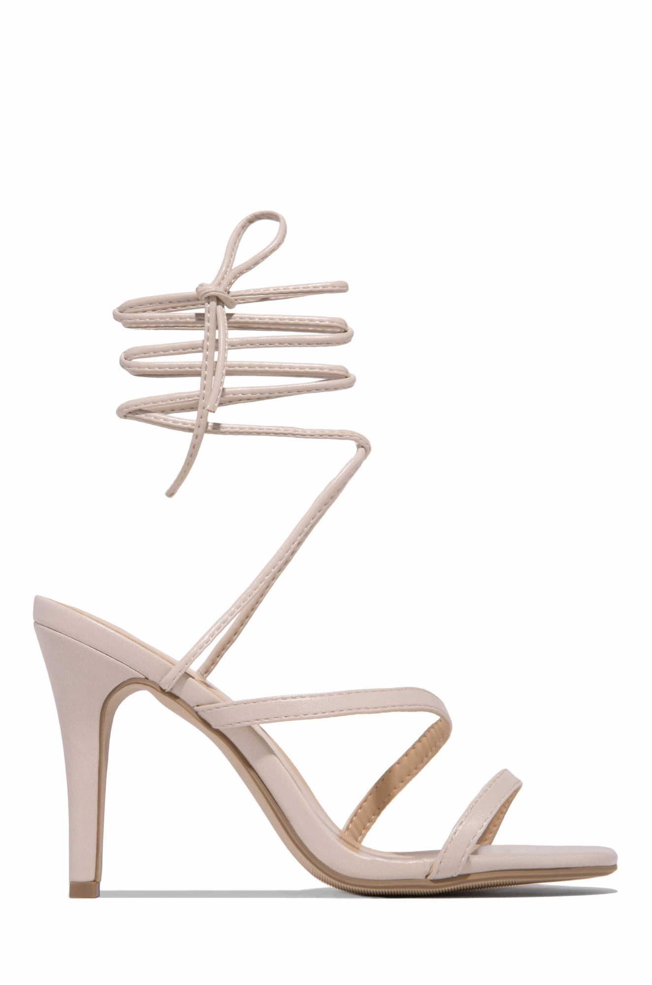 Inessa Lace Up High Heels - Nude