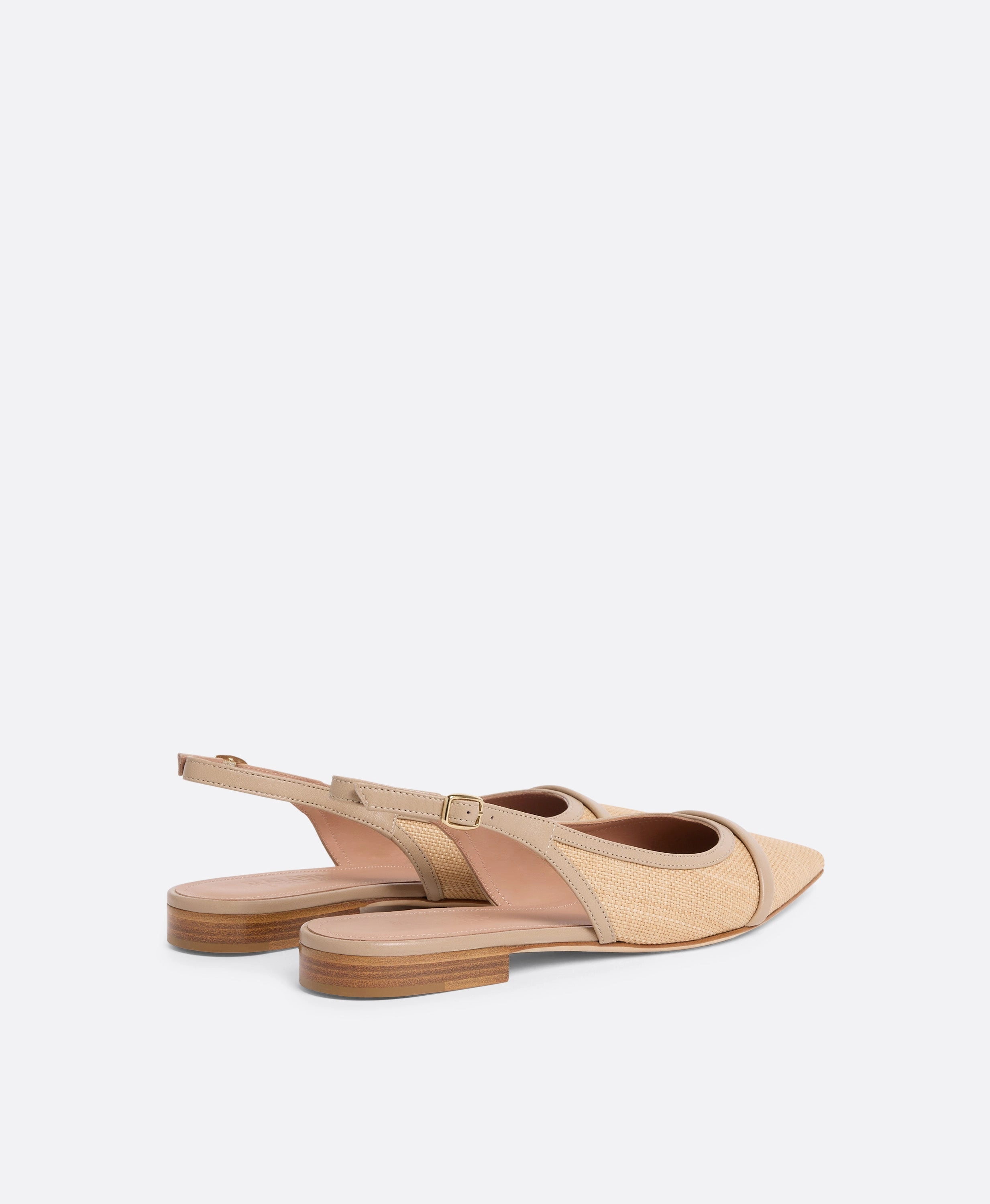 Jama Beige Raffia Flat Slingbacks