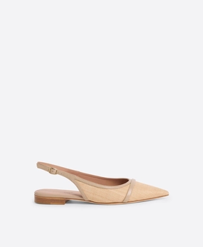 Jama Beige Raffia Flat Slingbacks