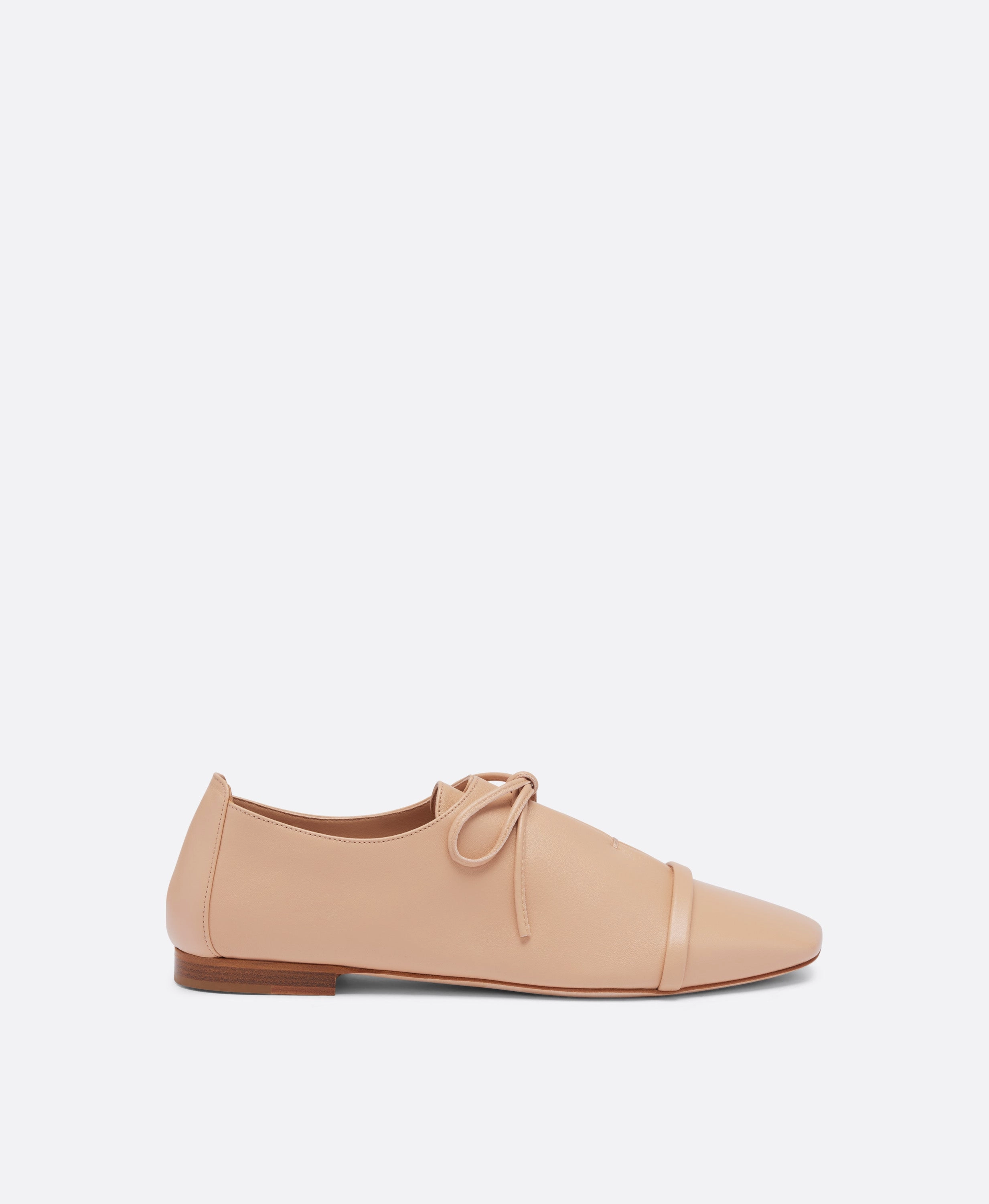 Jean Beige Leather Lace up Flats