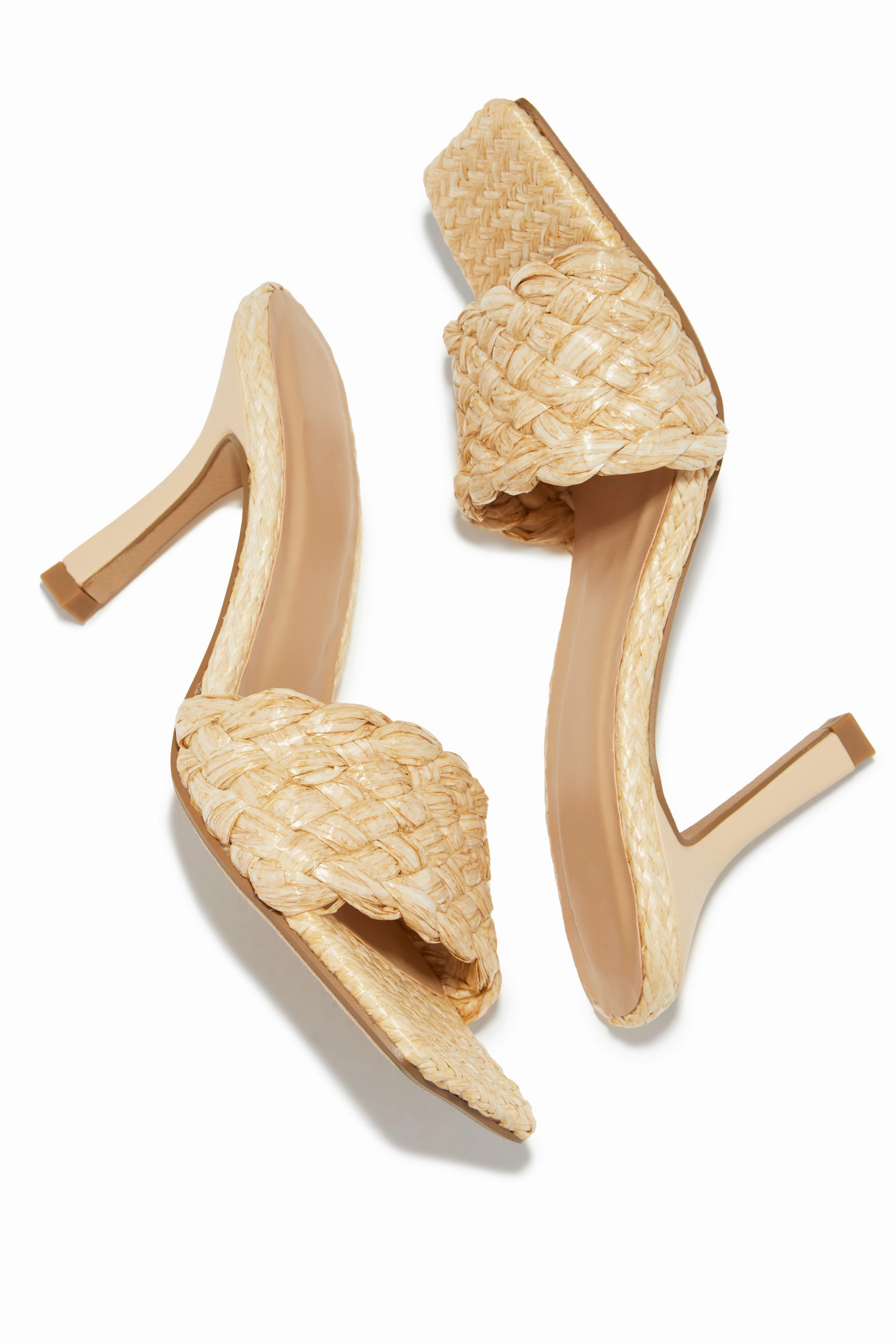 Kalea Open Square Toe Mule Heels - Natural