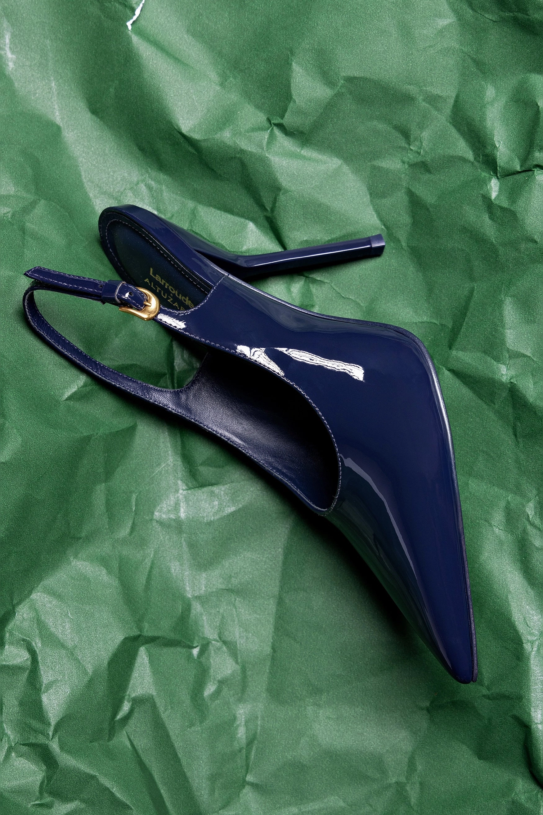 Larroudé x Altuzarra Pump In Navy Patent Leather