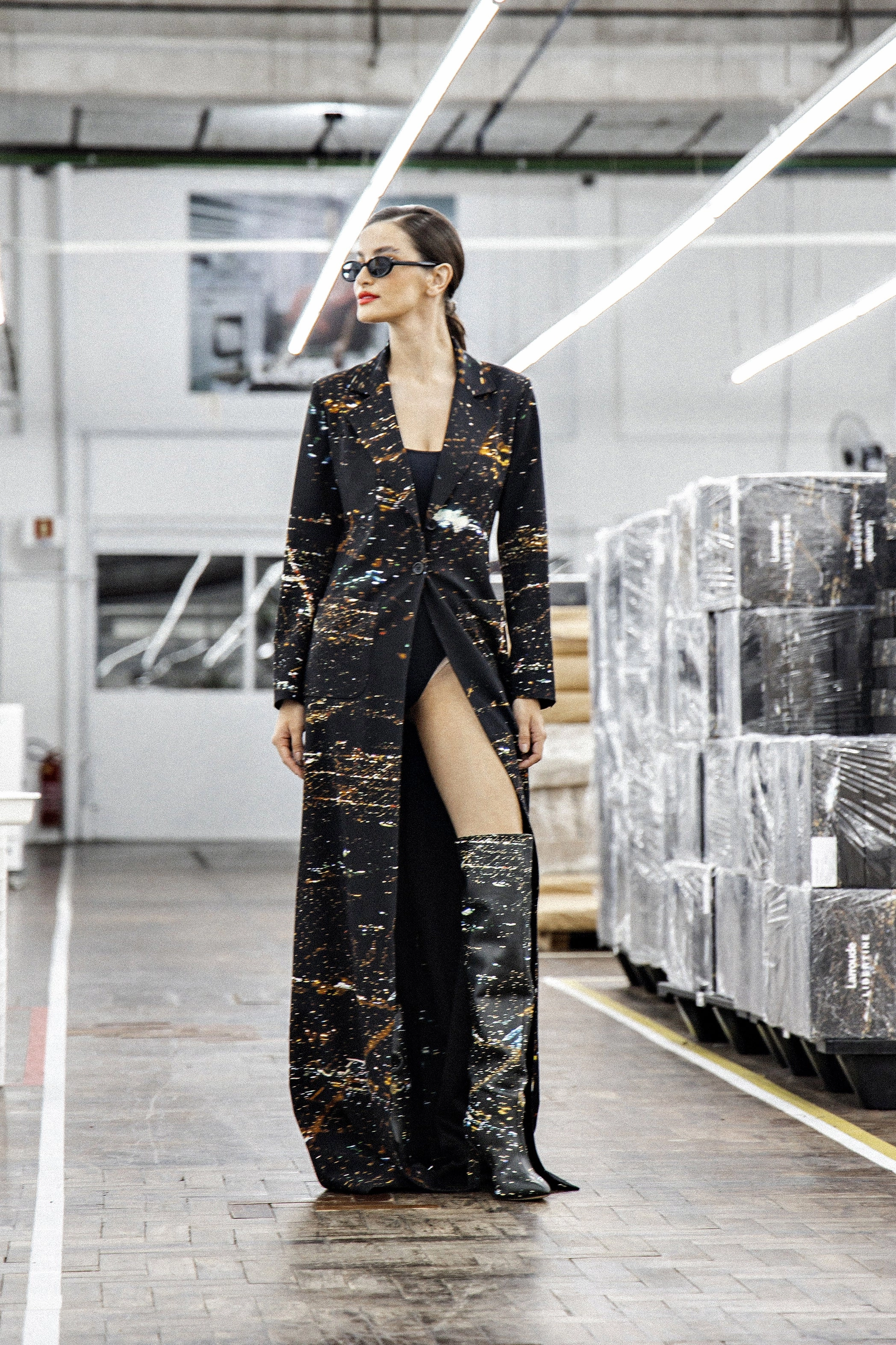 Larroudé x Libertine Boot In Black LAX Printed Leather
