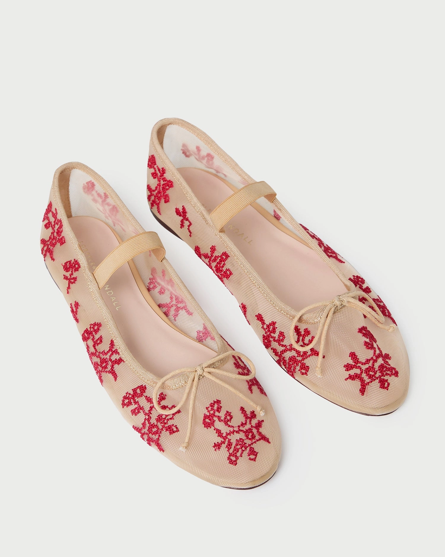 Leonie Caramel/Red Embroidered Ballet Flat