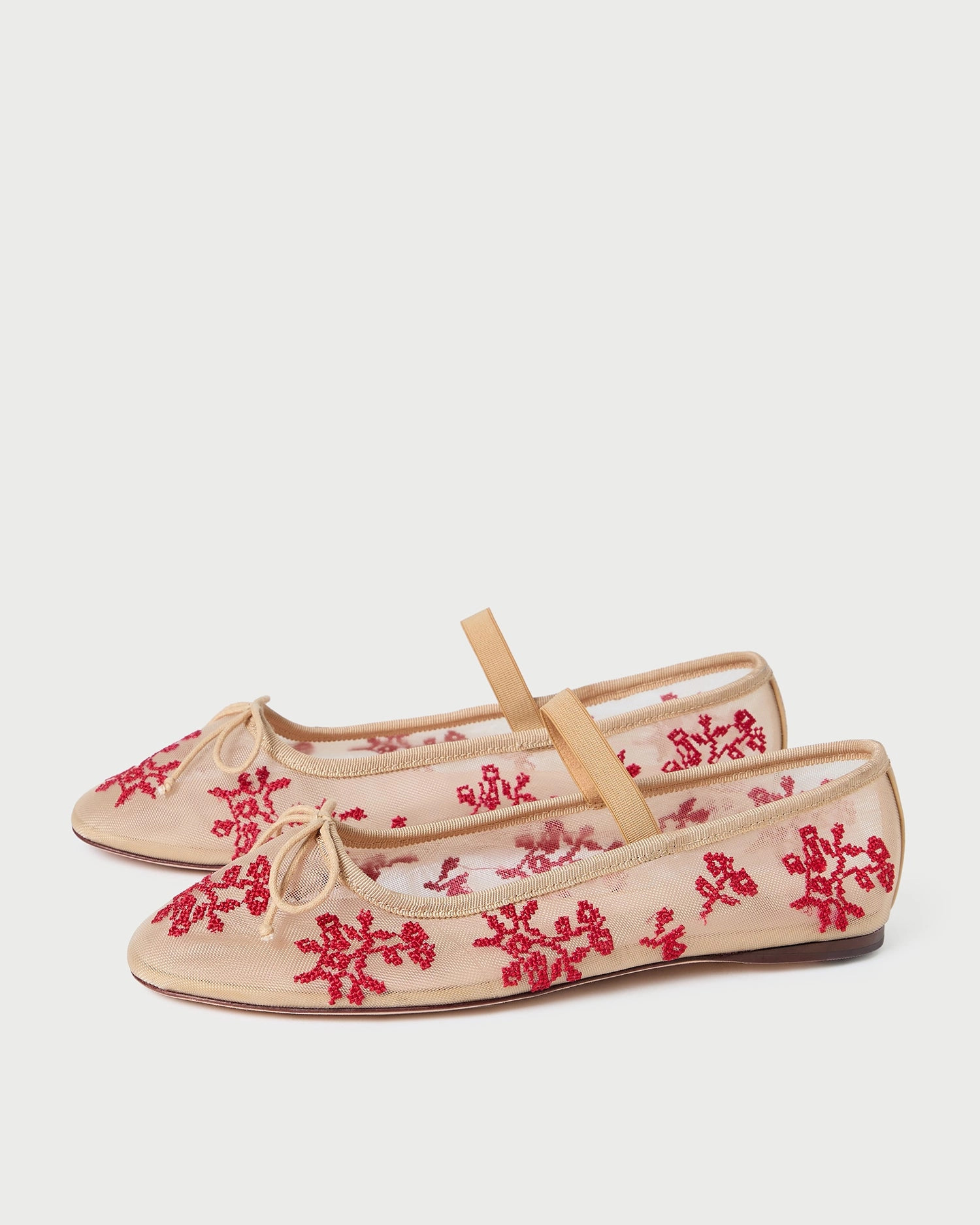 Leonie Caramel/Red Embroidered Ballet Flat