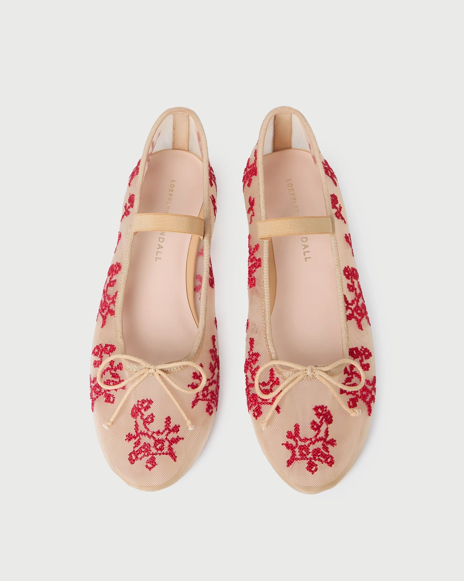 Leonie Caramel/Red Embroidered Ballet Flat