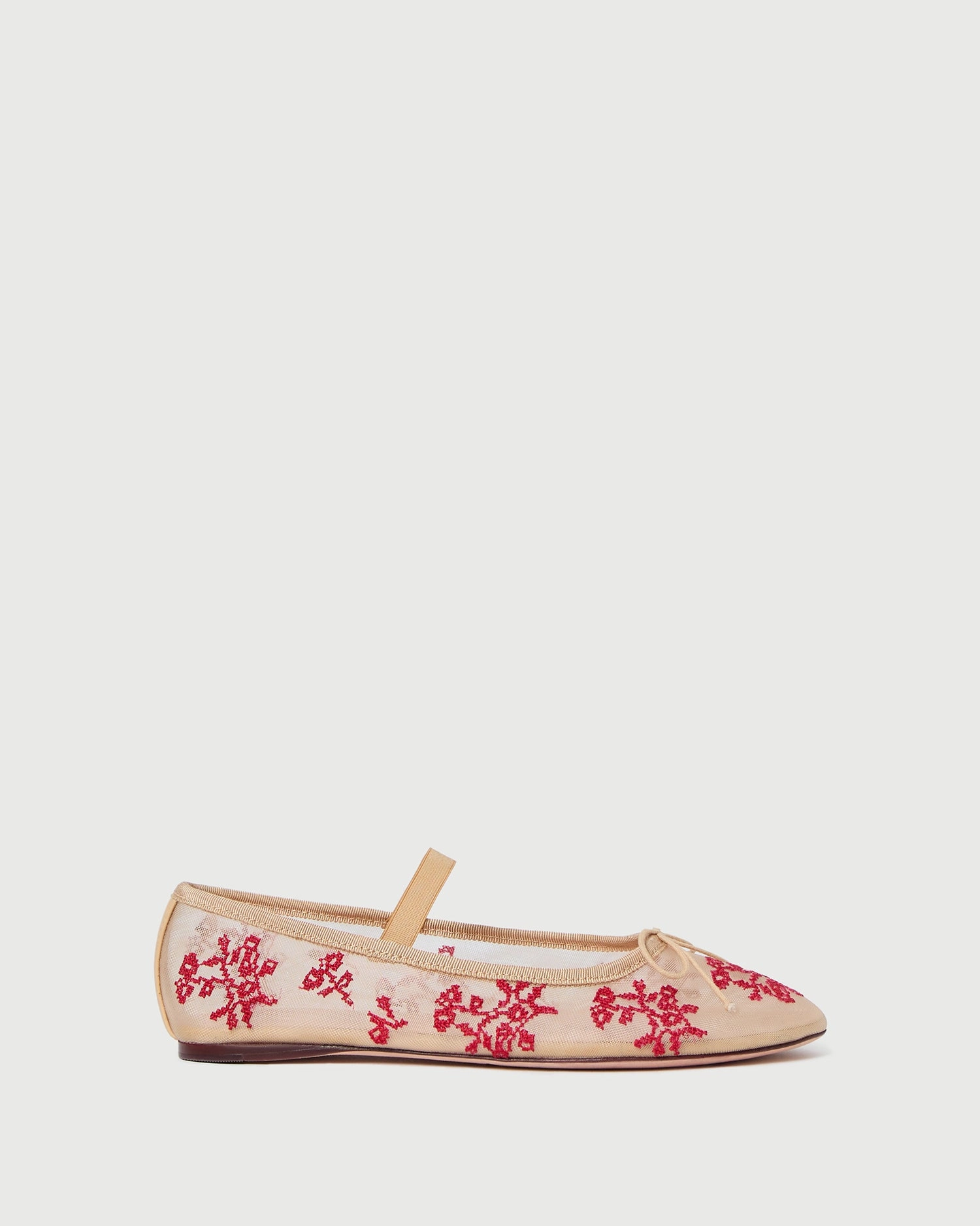 Leonie Caramel/Red Embroidered Ballet Flat