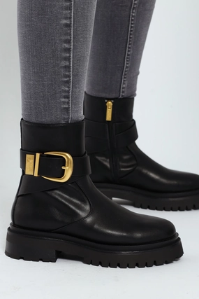 Lexs Leather Buckle Chelsea Boot - Black