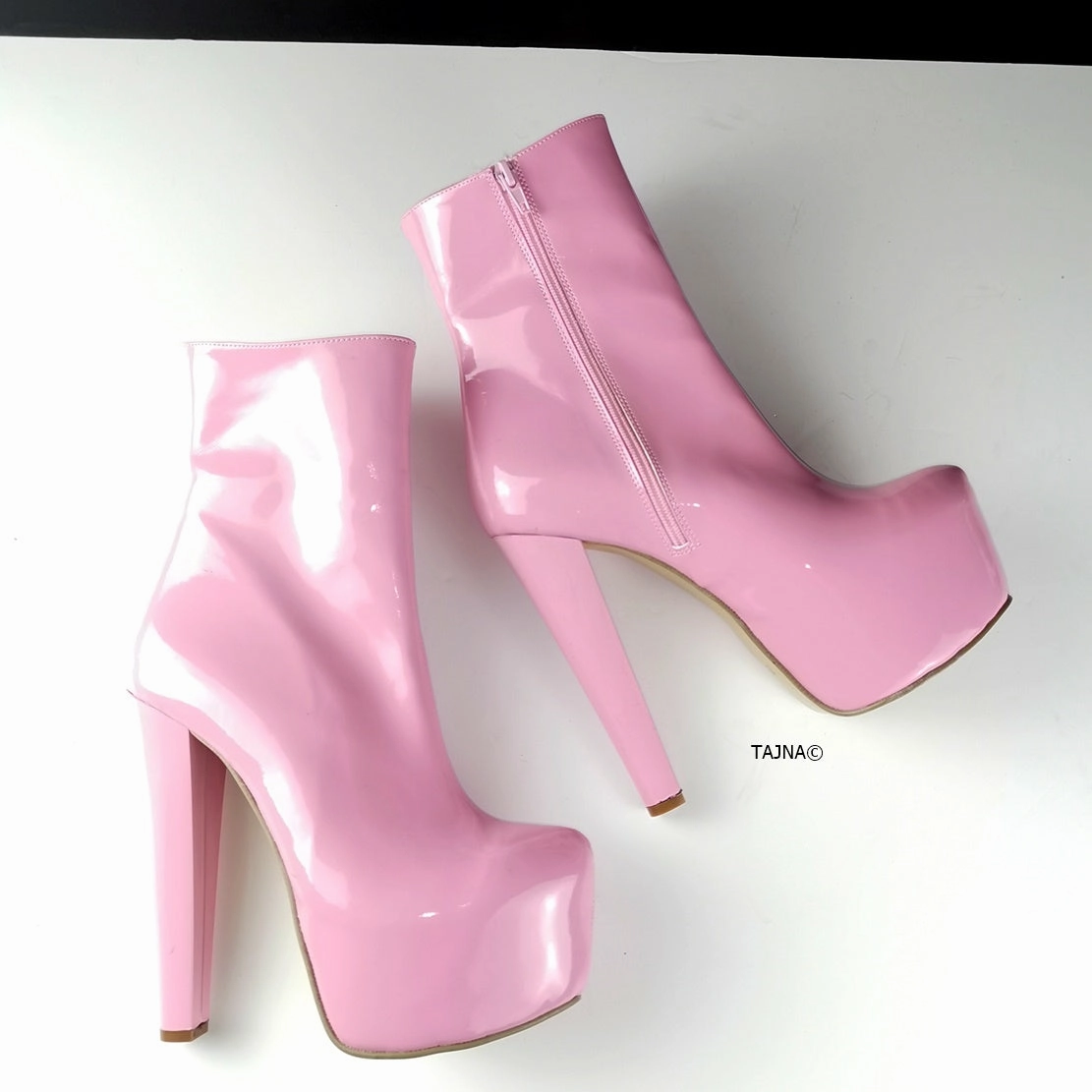 Light Pink Patent Platform Ankle Booties