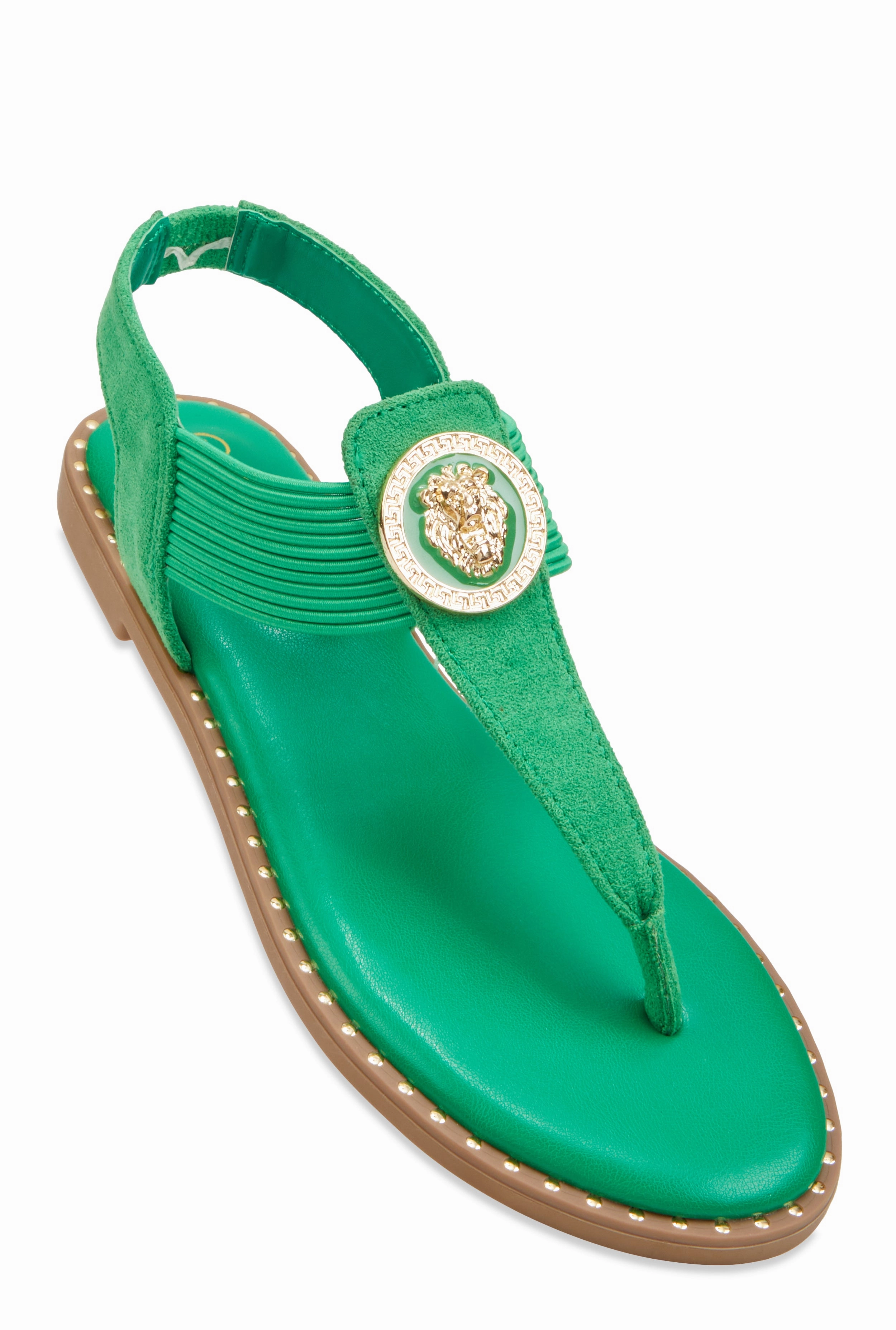 Lion Pendant Corded Thong Sandals