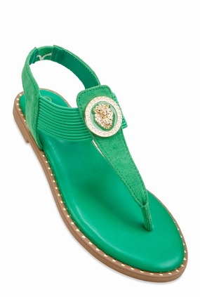 Lion Pendant Corded Thong Sandals