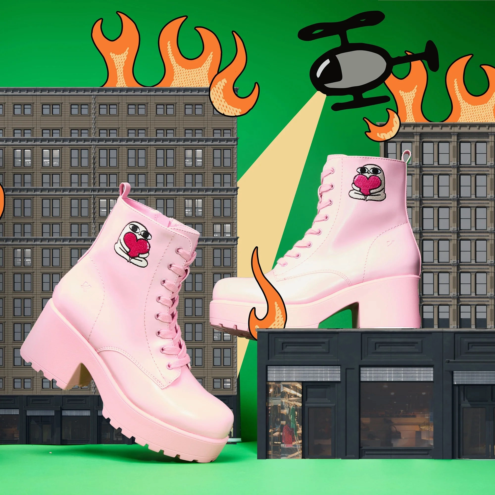 Love Urself Ketnipz Lace Up Boots - Pink