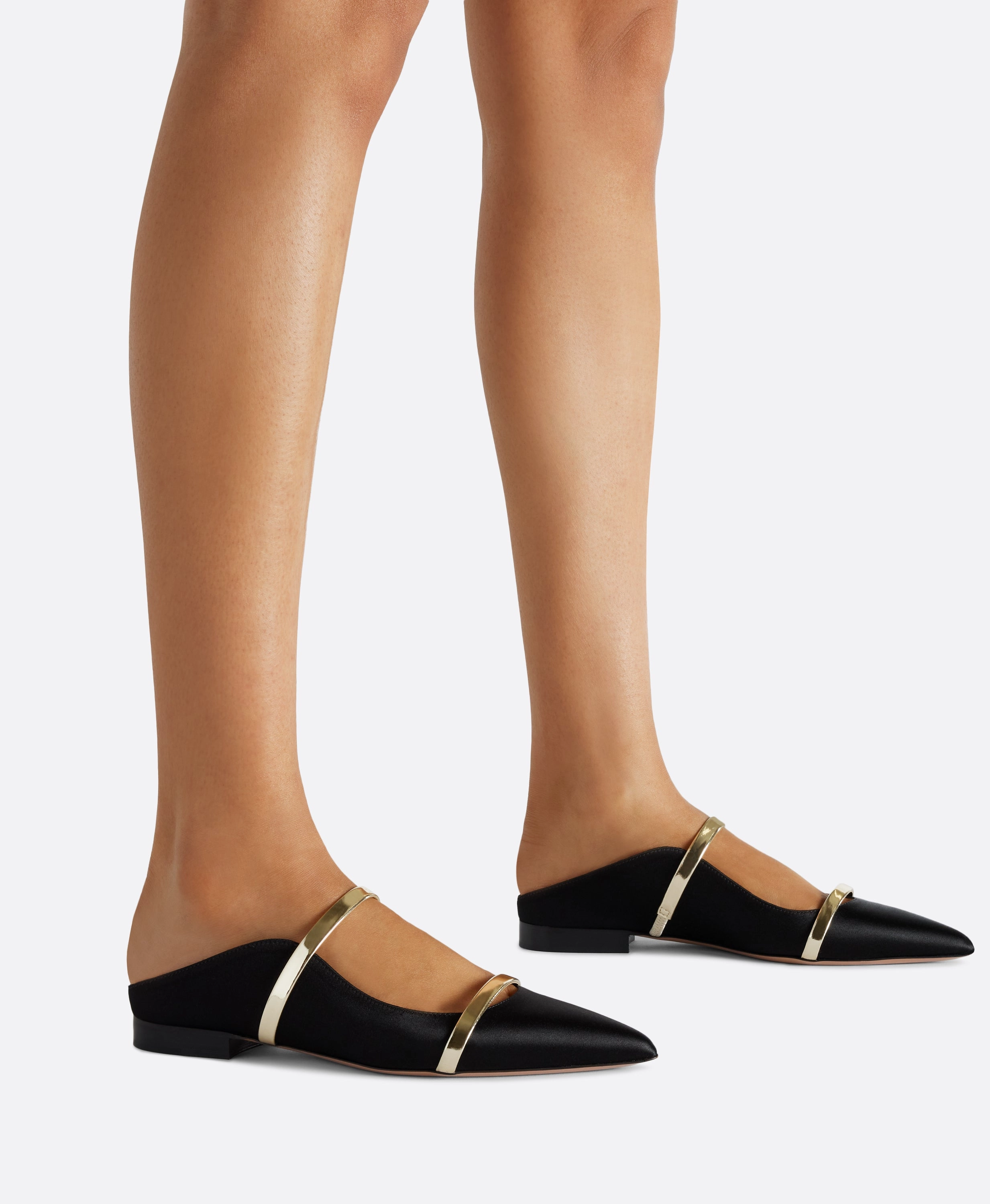 Maureen Black Satin Flat Mules