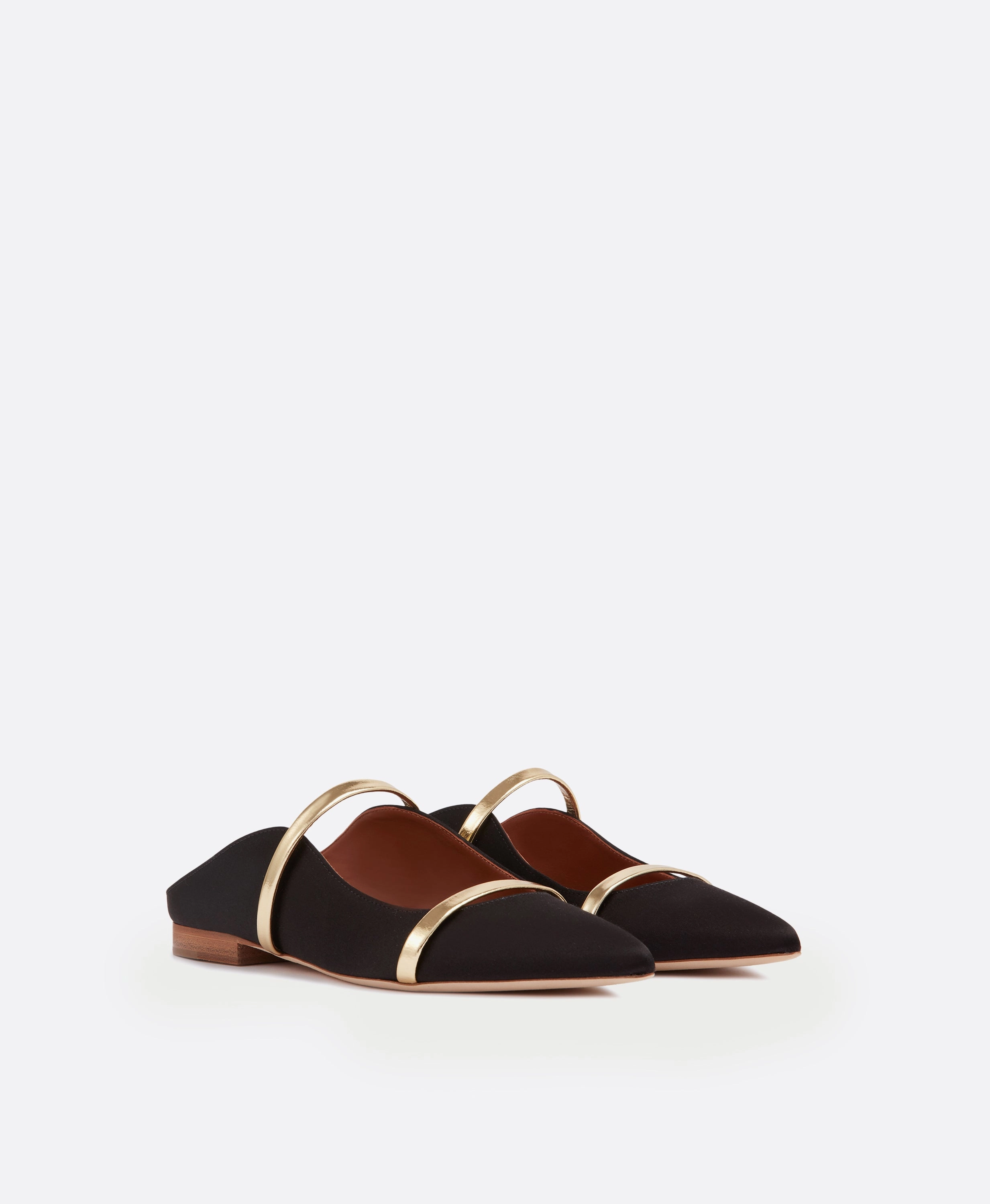 Maureen Black Satin Flat Mules