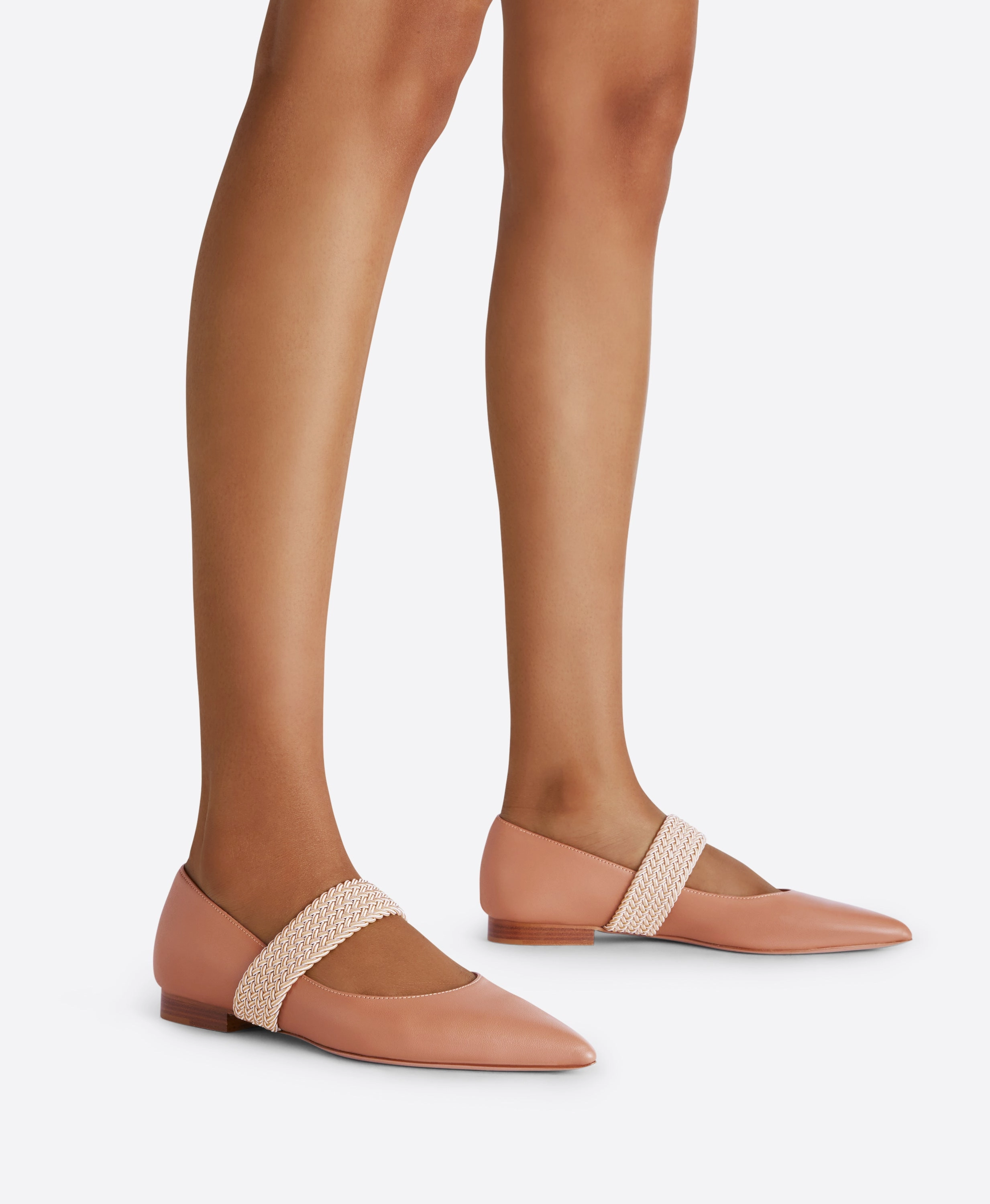Melanie Blush Leather Flat Pumps