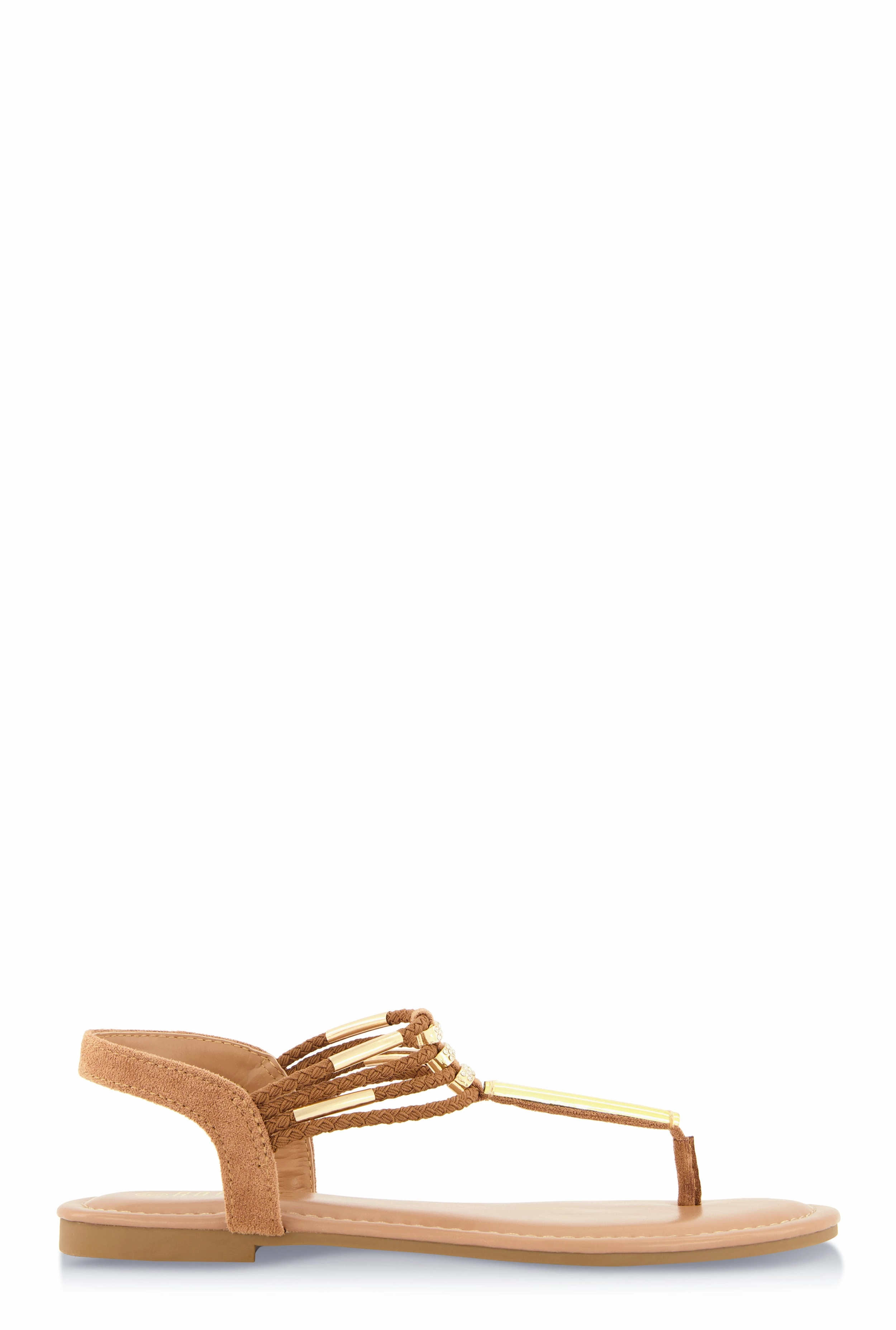 Metallic Detail Corded Thong Sandals