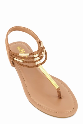 Metallic Detail Corded Thong Sandals