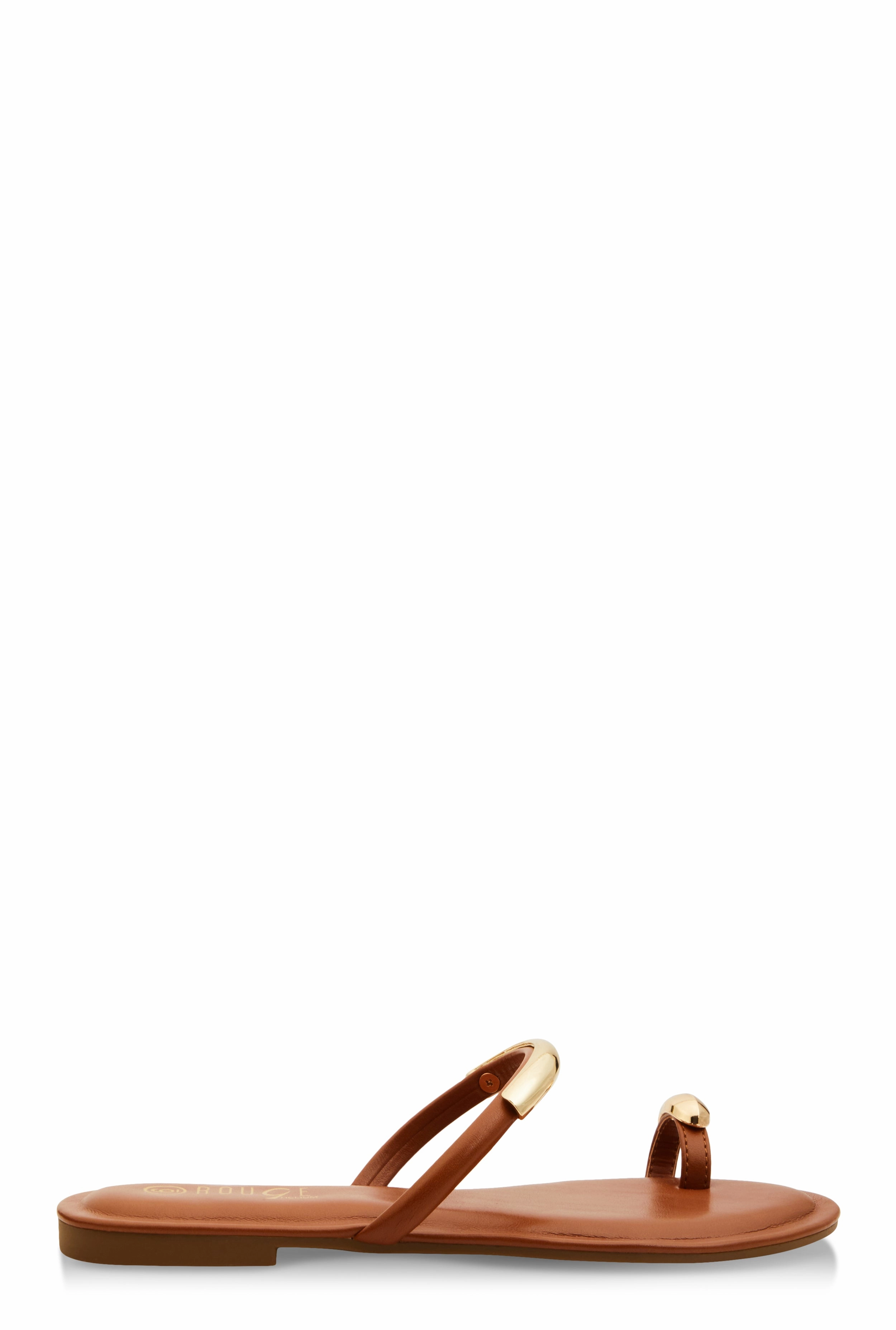 Metallic Detail Toe Loop Slide Sandals