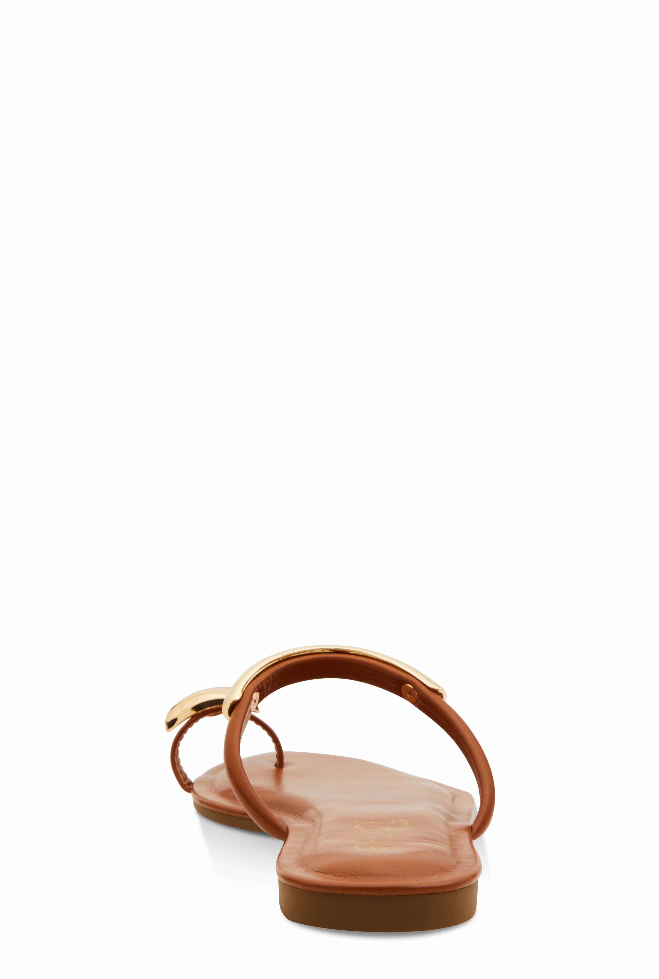 Metallic Detail Toe Loop Slide Sandals