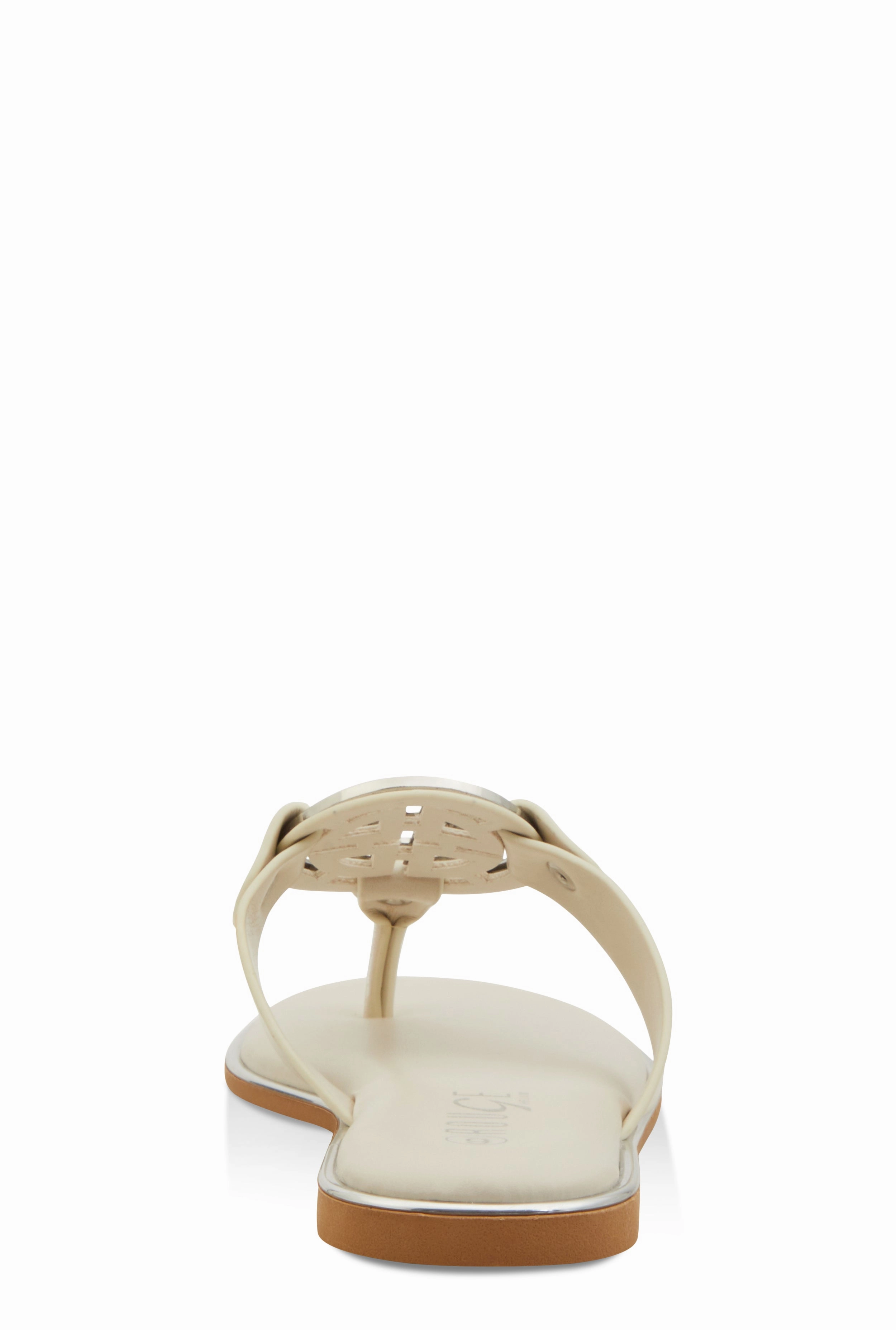 Metallic Geometric Pendant Thong Slide Sandals