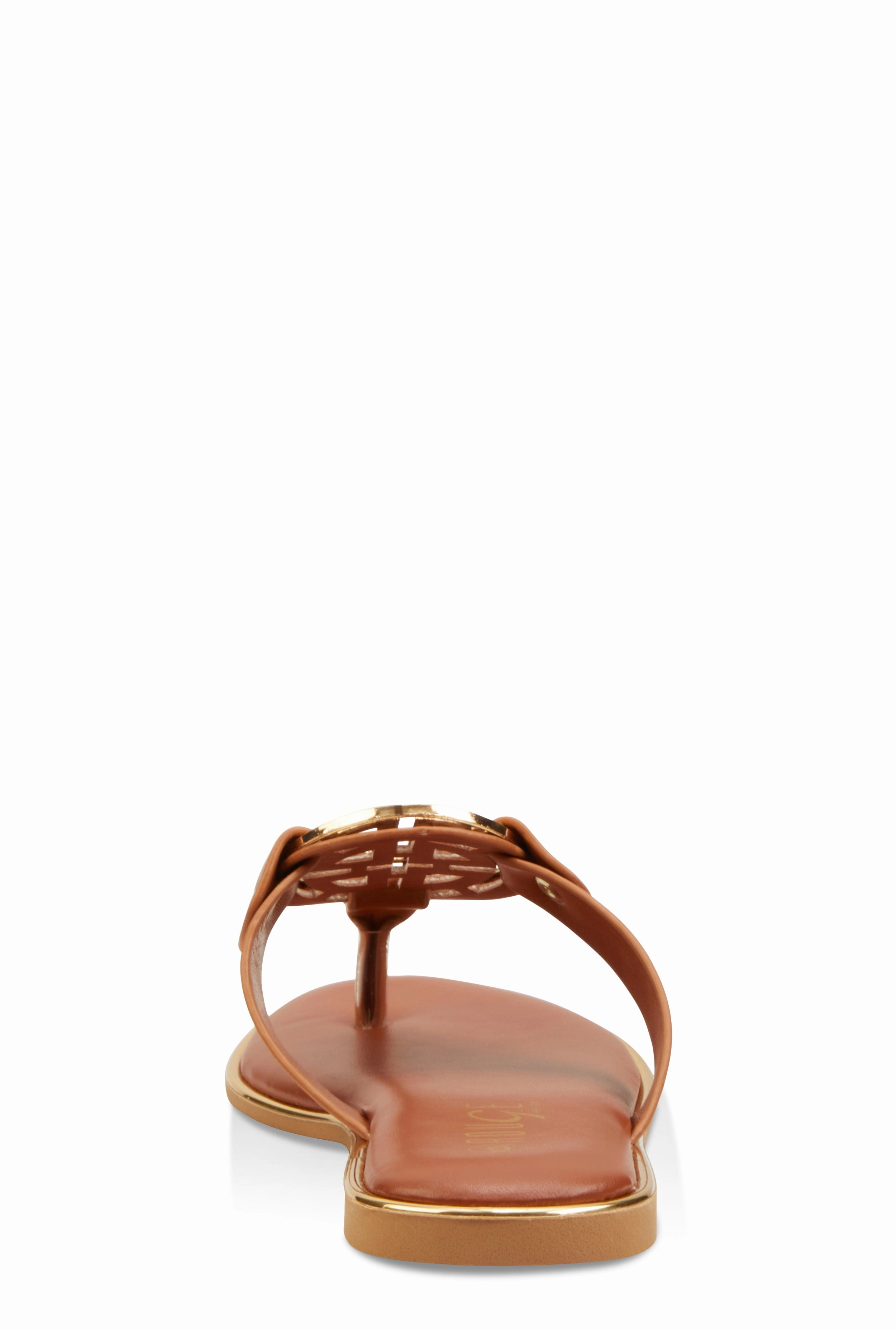 Metallic Geometric Pendant Thong Slide Sandals