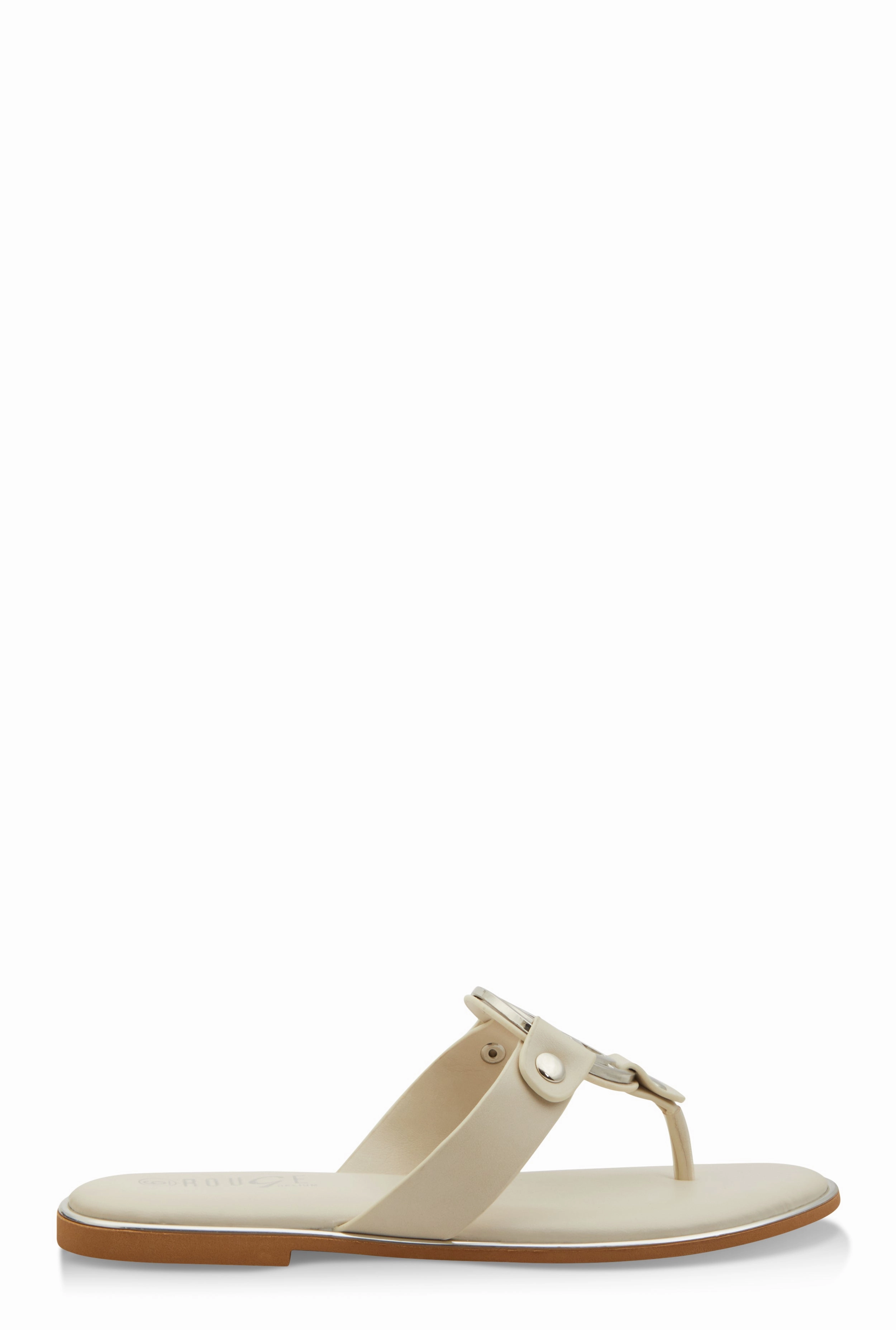 Metallic Geometric Pendant Thong Slide Sandals
