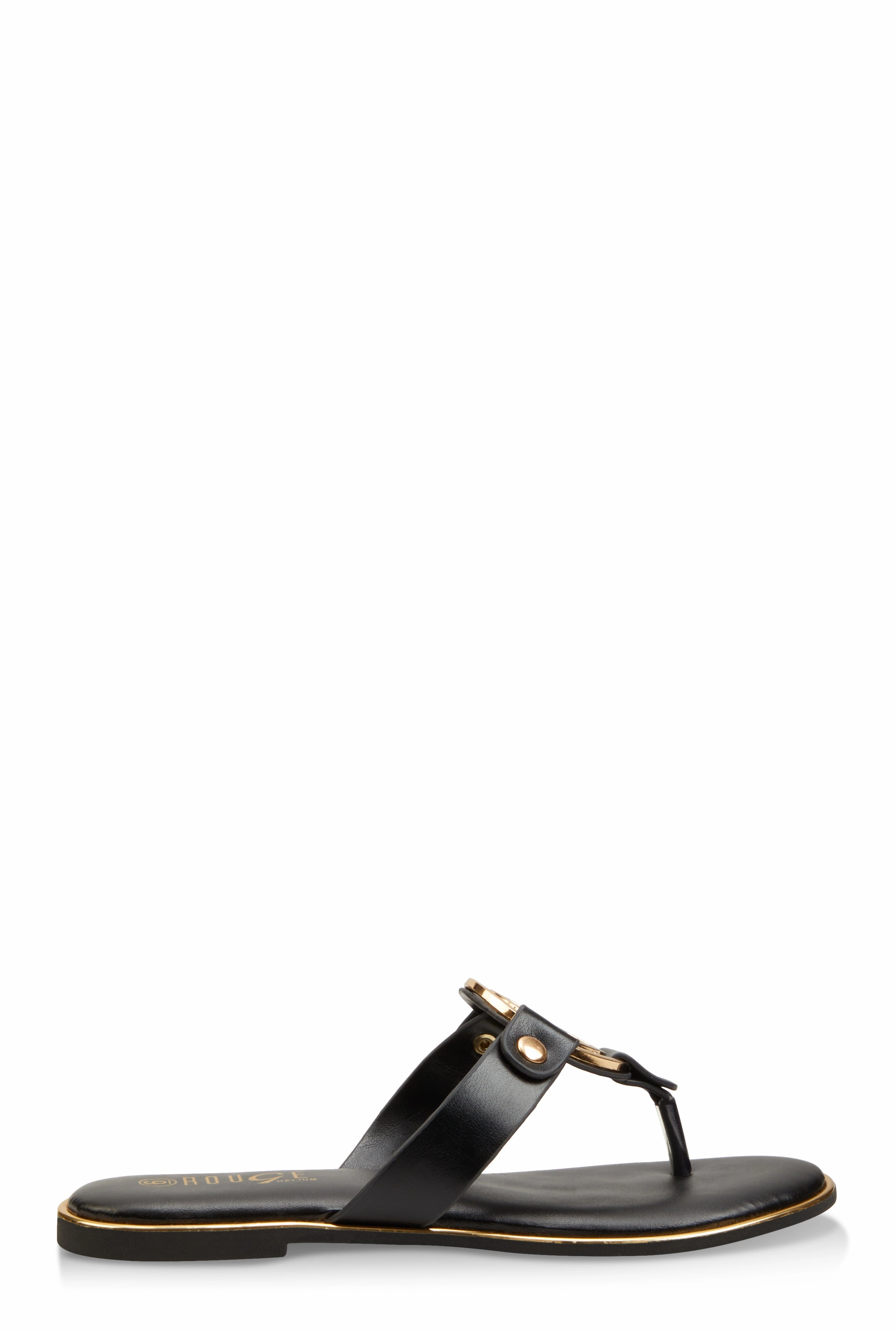Metallic Geometric Pendant Thong Slide Sandals