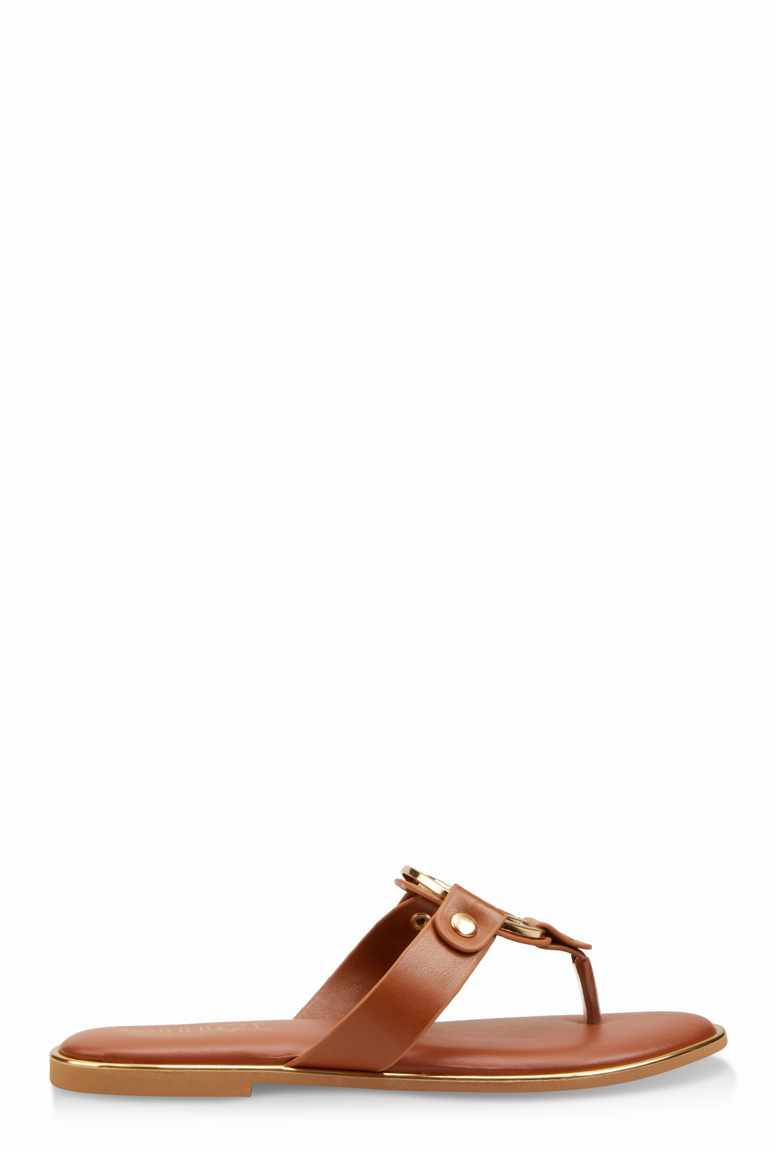 Metallic Geometric Pendant Thong Slide Sandals