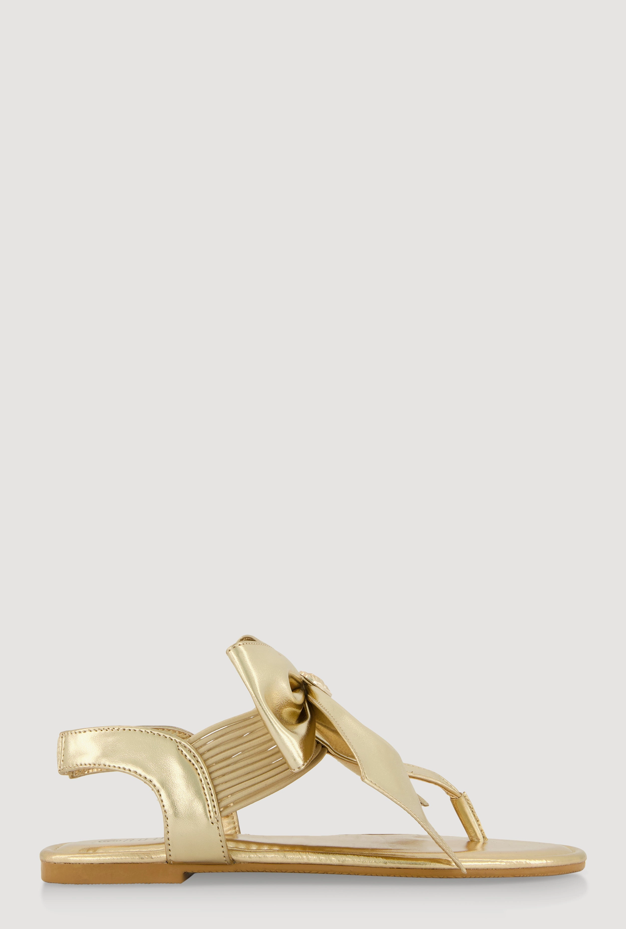 Metallic Heart Bow Corded Thong Sandals