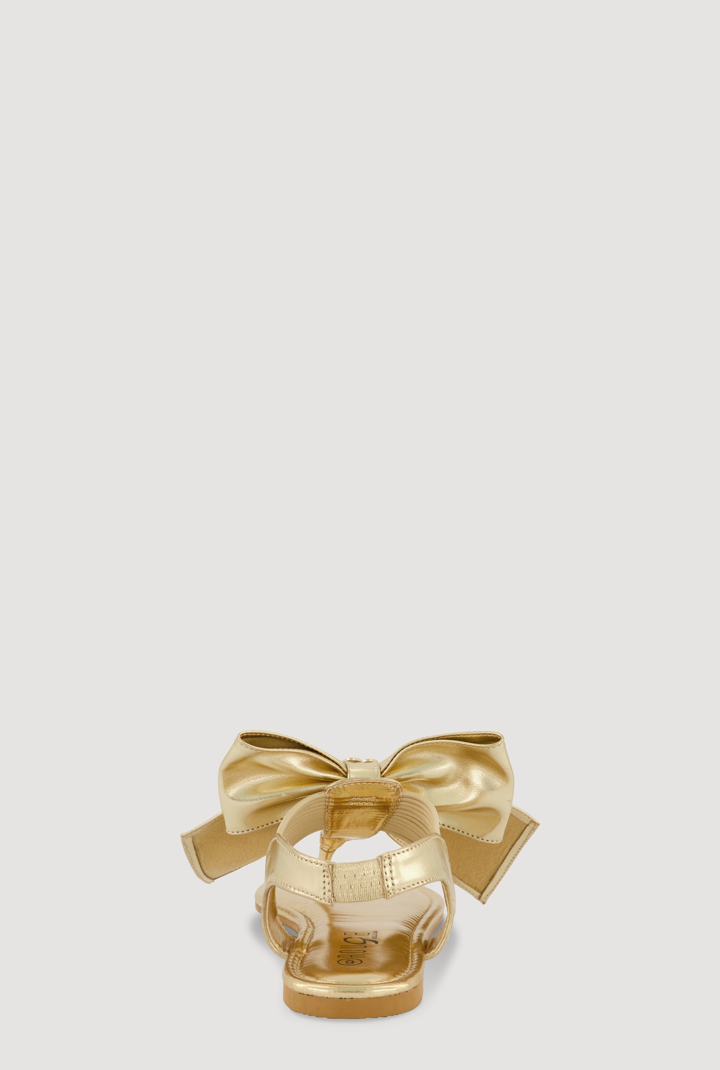 Metallic Heart Bow Corded Thong Sandals