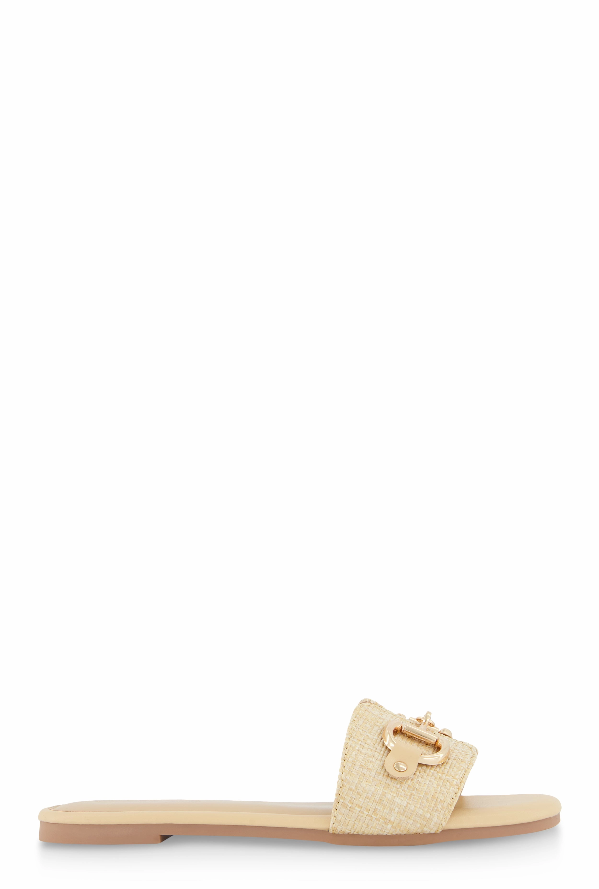 Metallic Horsebit Single Band Slide Sandals