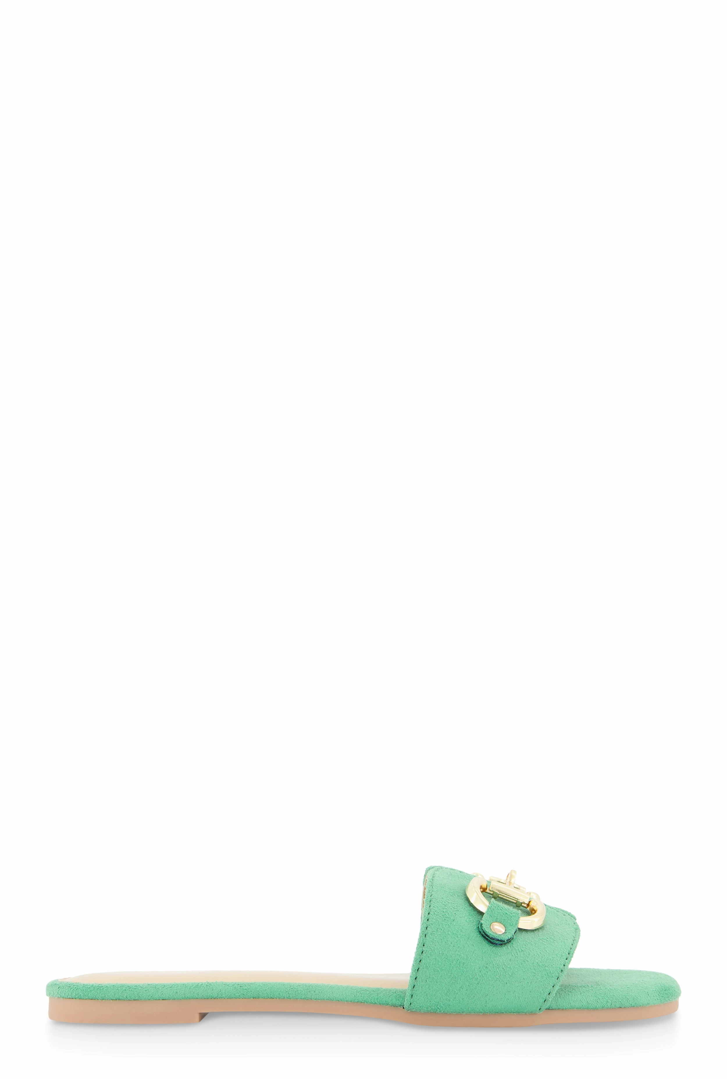 Metallic Horsebit Single Band Slide Sandals