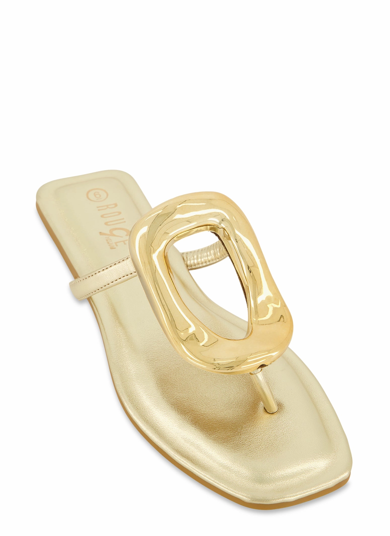 Metallic Pendant Thong Slide Sandals