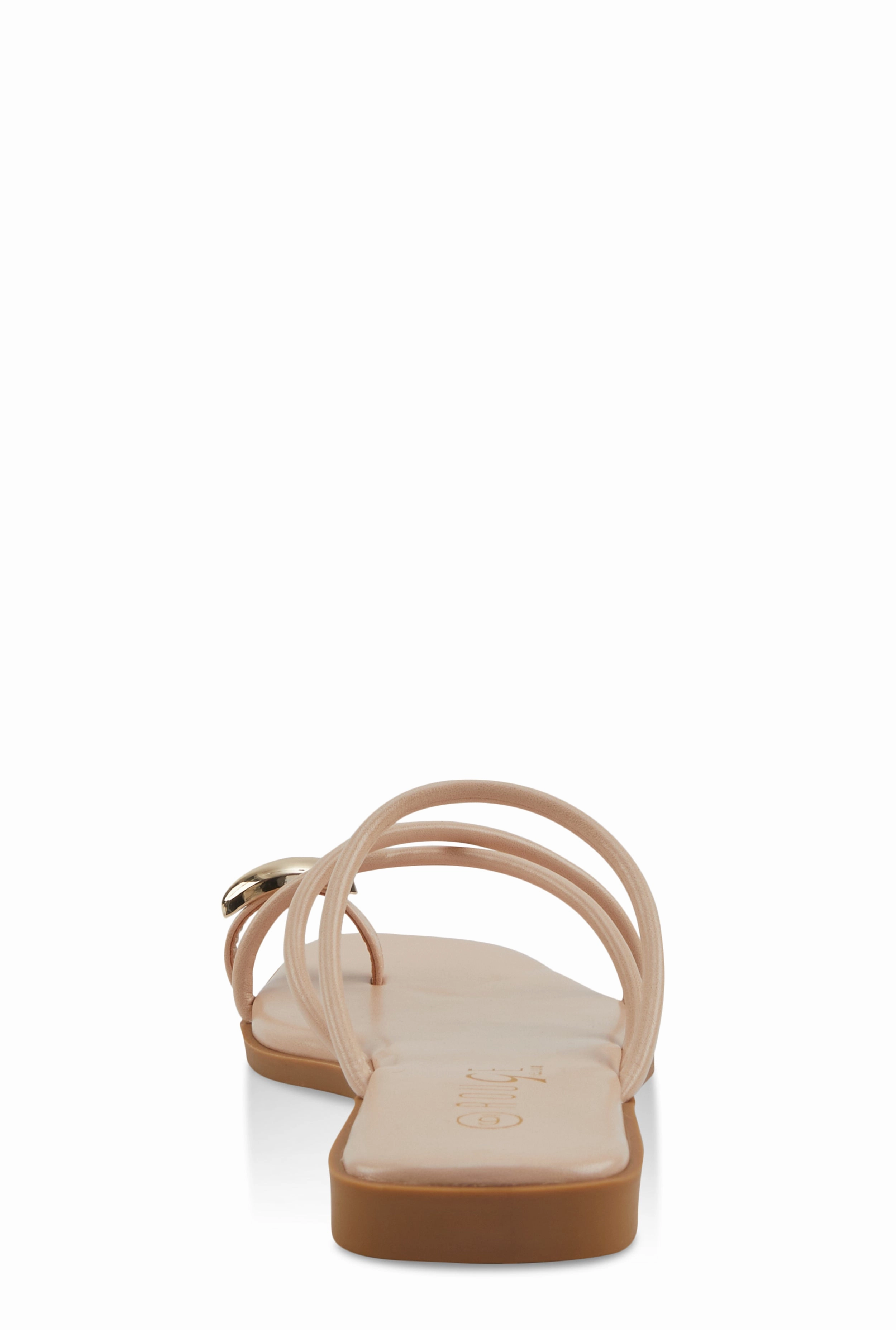 Metallic Toe Loop Strappy Slide Sandals
