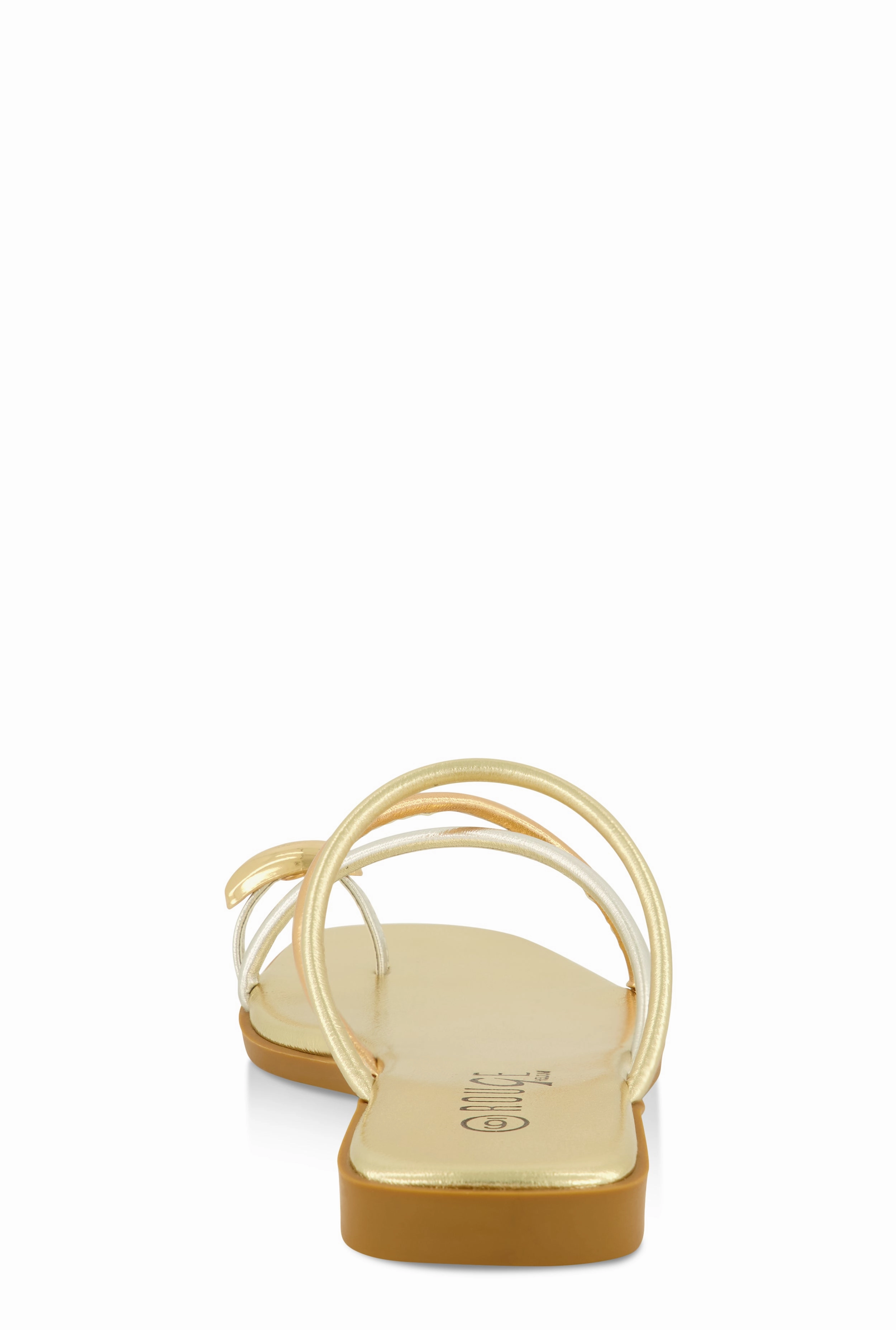 Metallic Toe Loop Strappy Slide Sandals