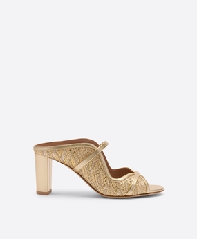 Norah 70 Gold Metallic Raffia Heeled Sandals