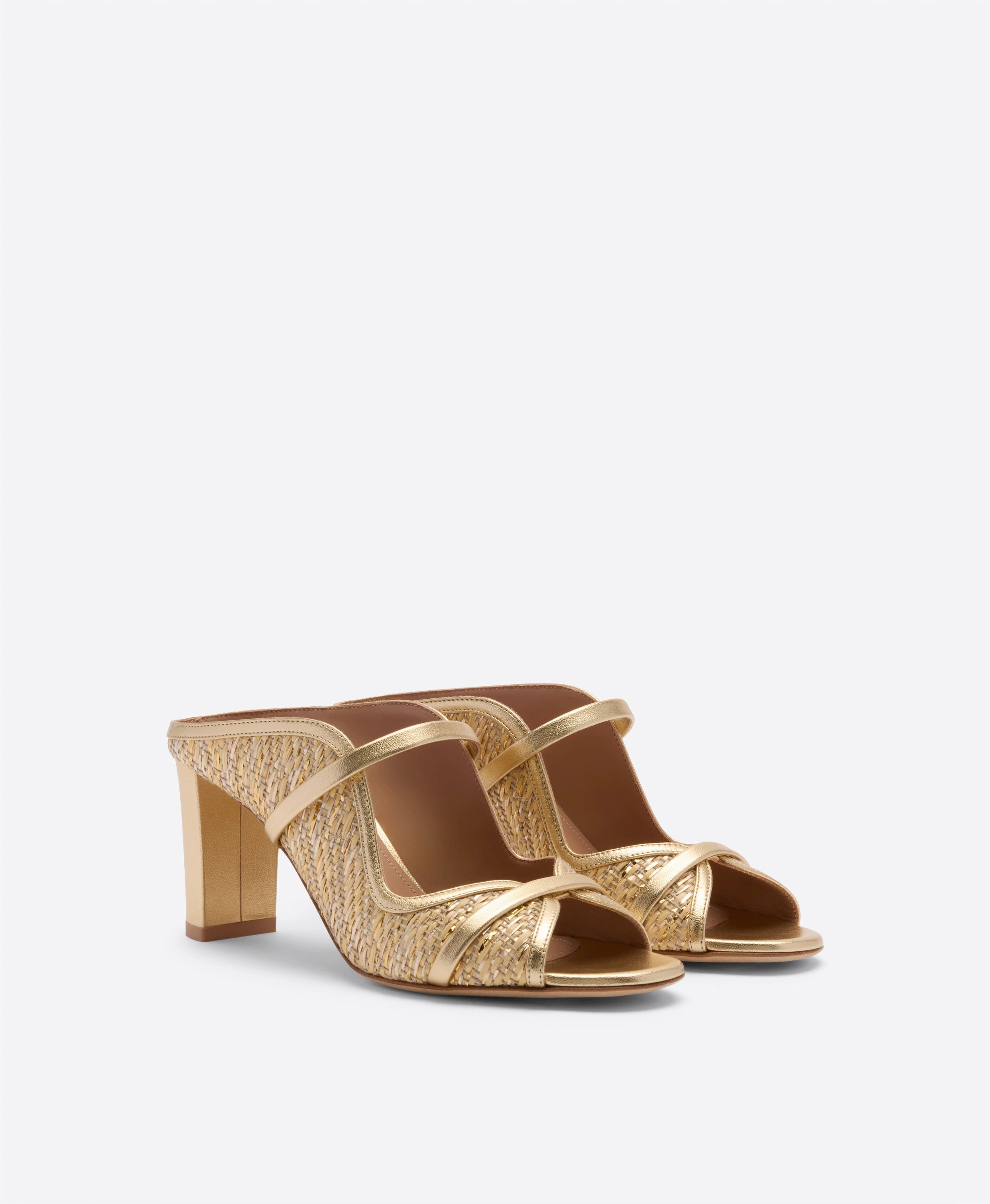 Norah 70 Gold Metallic Raffia Heeled Sandals