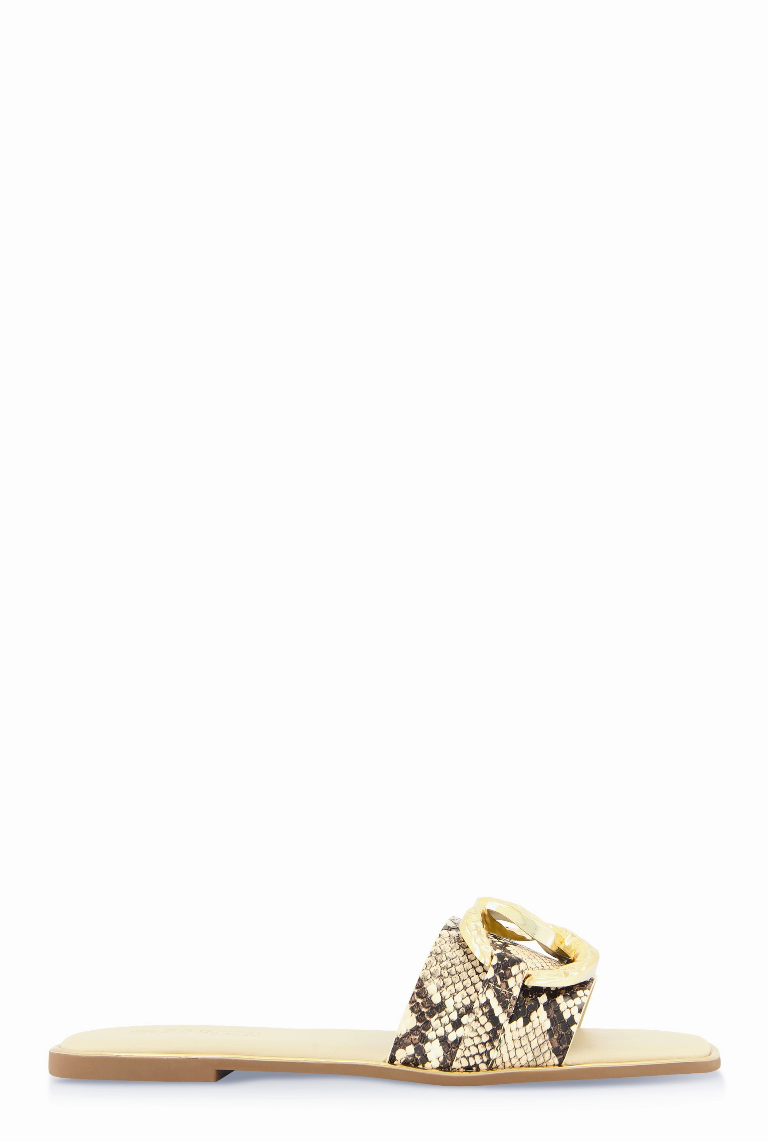 Oversized Chain Detail Band Slide Sandals