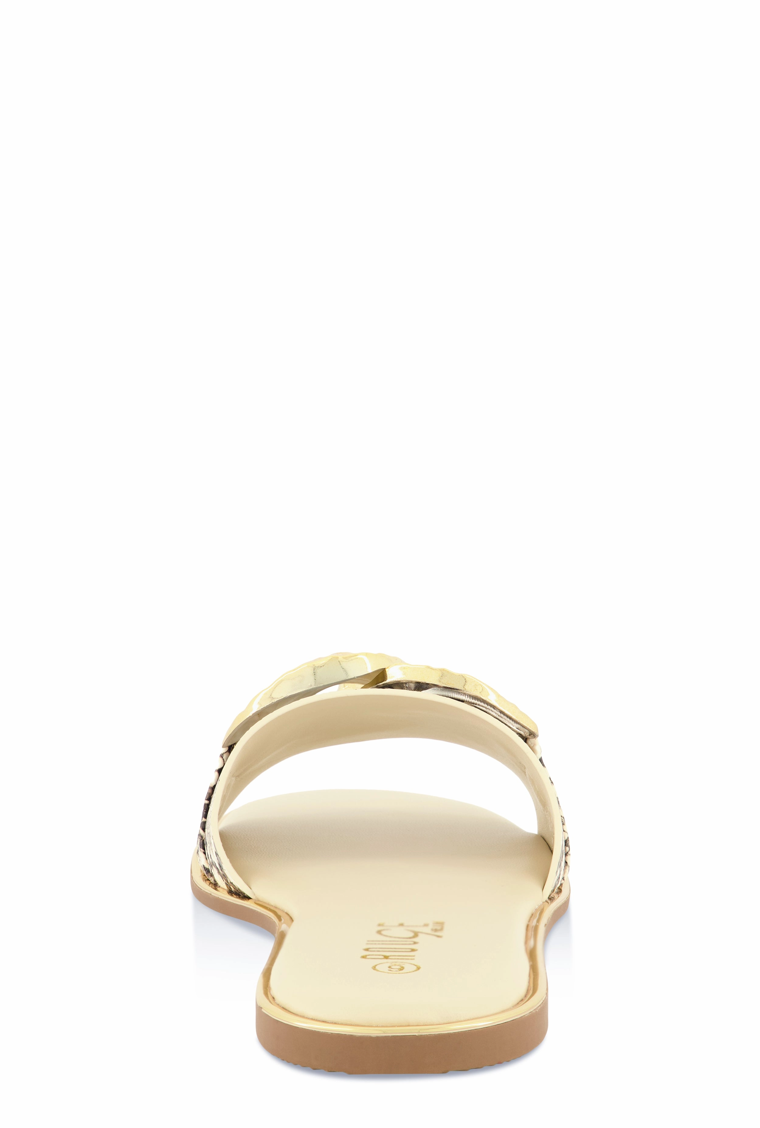 Oversized Chain Detail Band Slide Sandals
