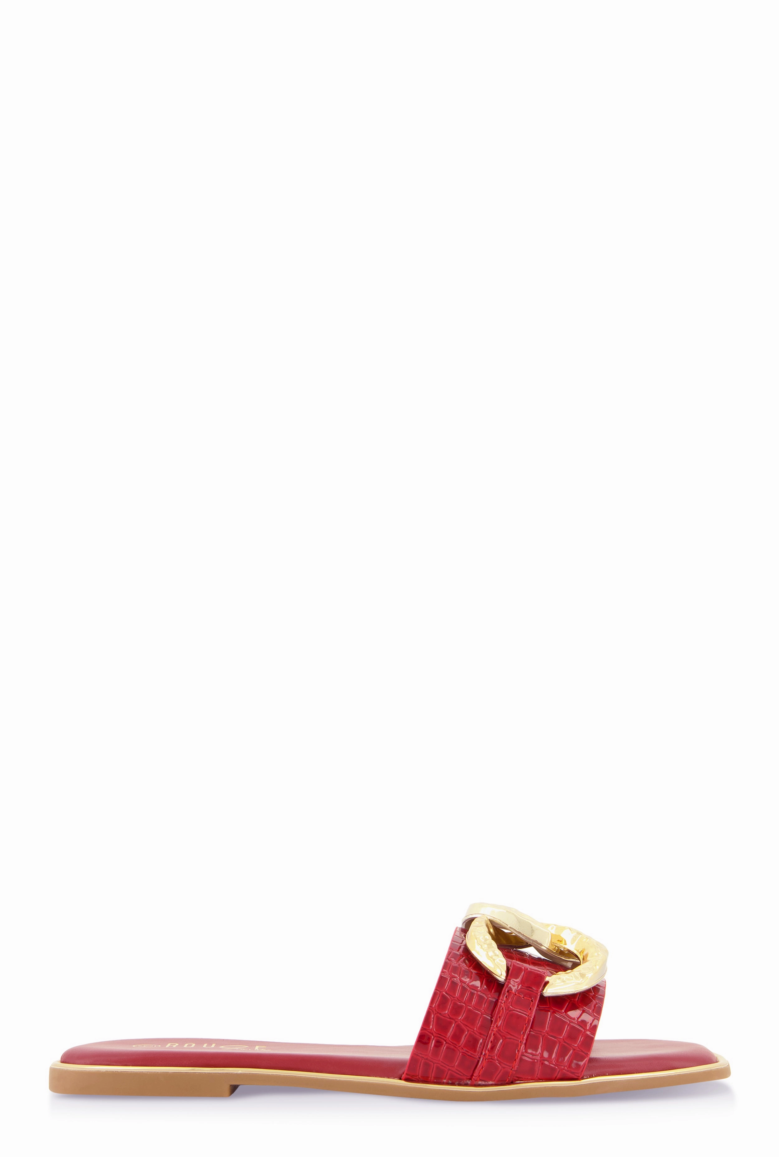 Oversized Chain Detail Band Slide Sandals
