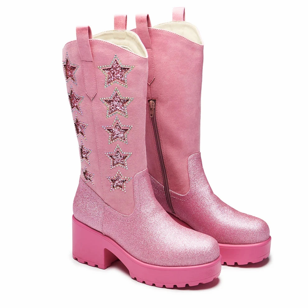 Pastel Supernova Chunky Western Boots - Pink