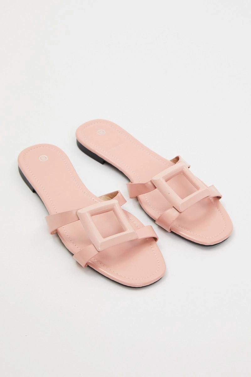 Pink Cut Out Detail Flat Slide