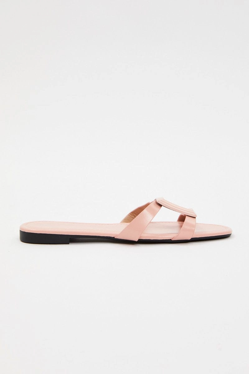 Pink Cut Out Detail Flat Slide