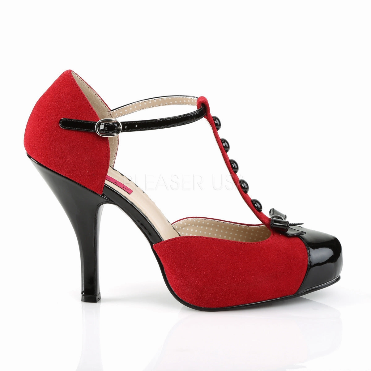 PINUP-02  Red M. Suede-Black Patent