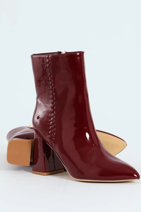 Pointy Detail Ankle Boot - Oxblood