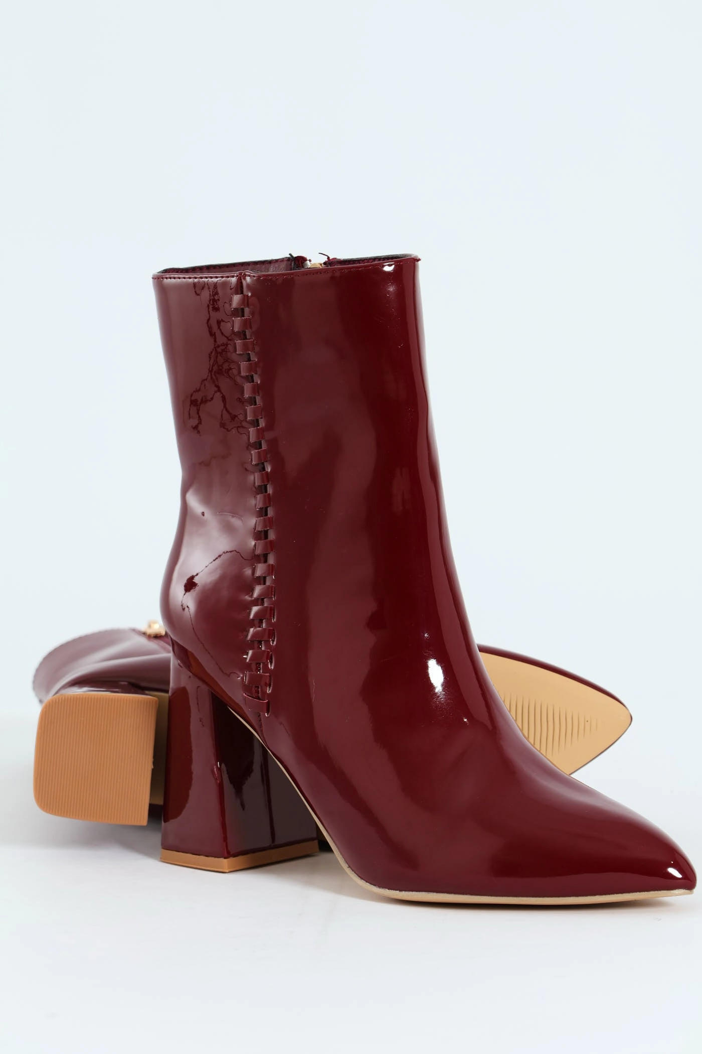 Pointy Detail Ankle Boot - Oxblood