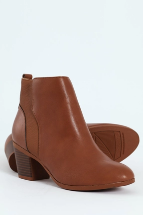 Pu Insert Chelsea Ankle Boot - Tan