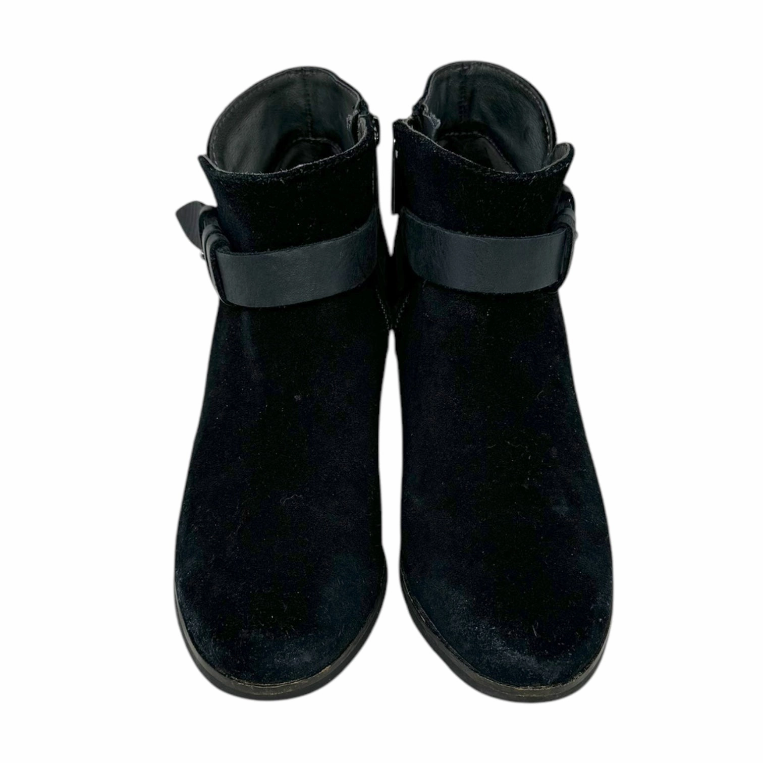 Reikavik Black Leather & Suede Chunky Block Heeled Ankle Boot By Bussola In Black, Size: US 8/EU 40