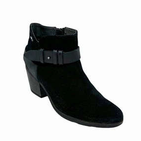 Reikavik Black Leather & Suede Chunky Block Heeled Ankle Boot By Bussola In Black, Size: US 8/EU 40