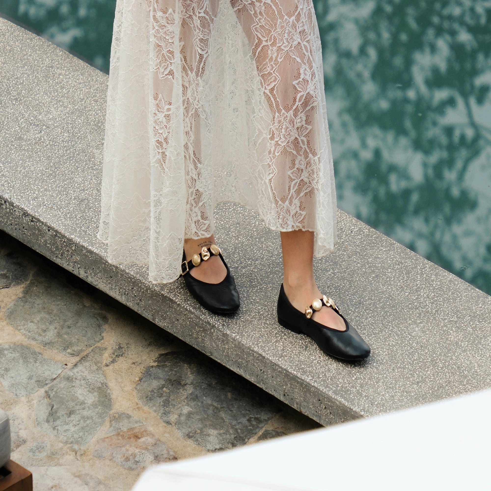 RELAN BALLET FLATS BLACK LEATHER